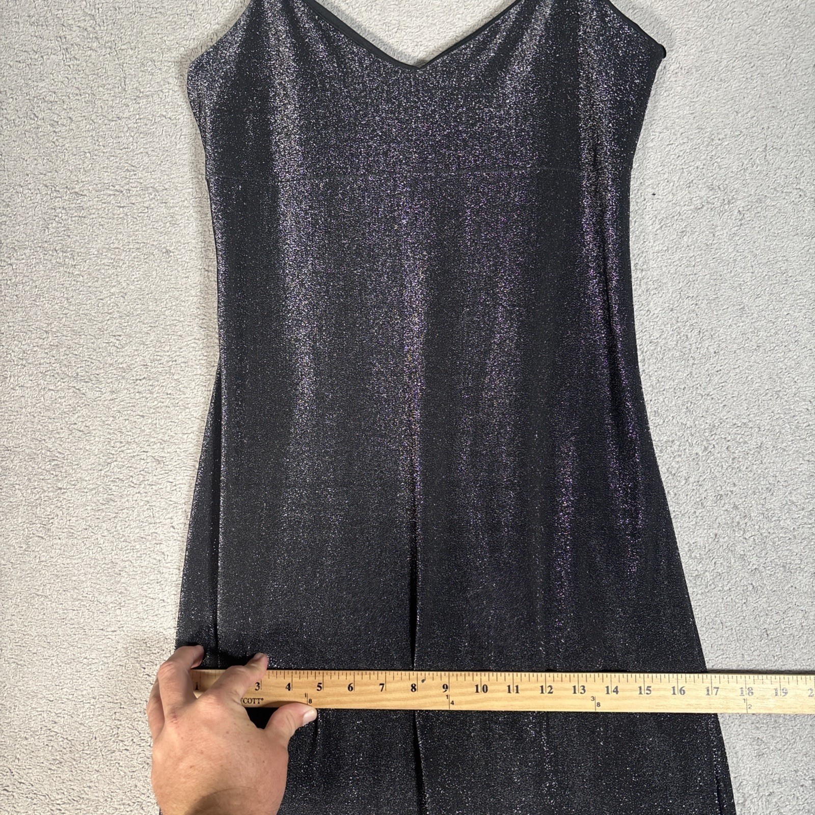 Byer Too California Vintage 90s Black Silver Metallic Shimmer Maxi Dress Fits S