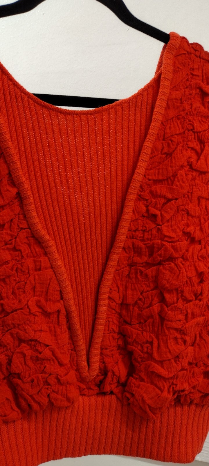 Orange Red Sweater Top 80s Evening Wear Couture Disco Club High Fashion M / L