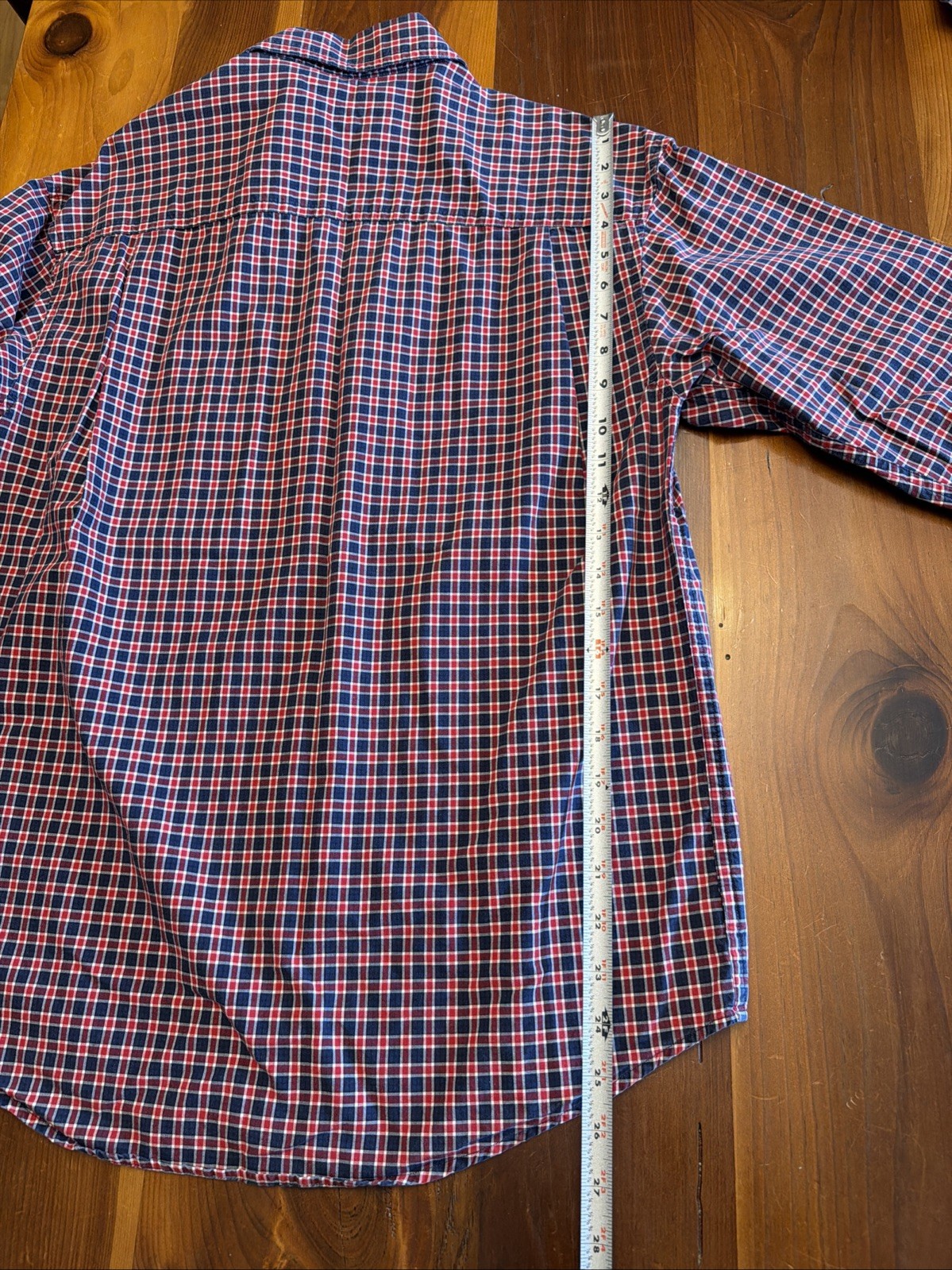 Vintage Women’s Eddie Bauer Button Plaid Shirts- Red White & Blue XS/XP Lot Of 2
