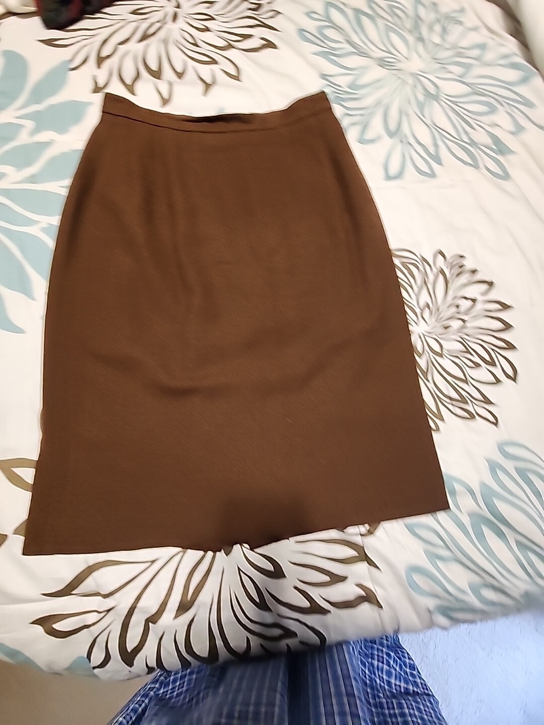 Vtg Oleg Cassini Brown Blazer With Black Velour Trim And Skirt Set Size 10