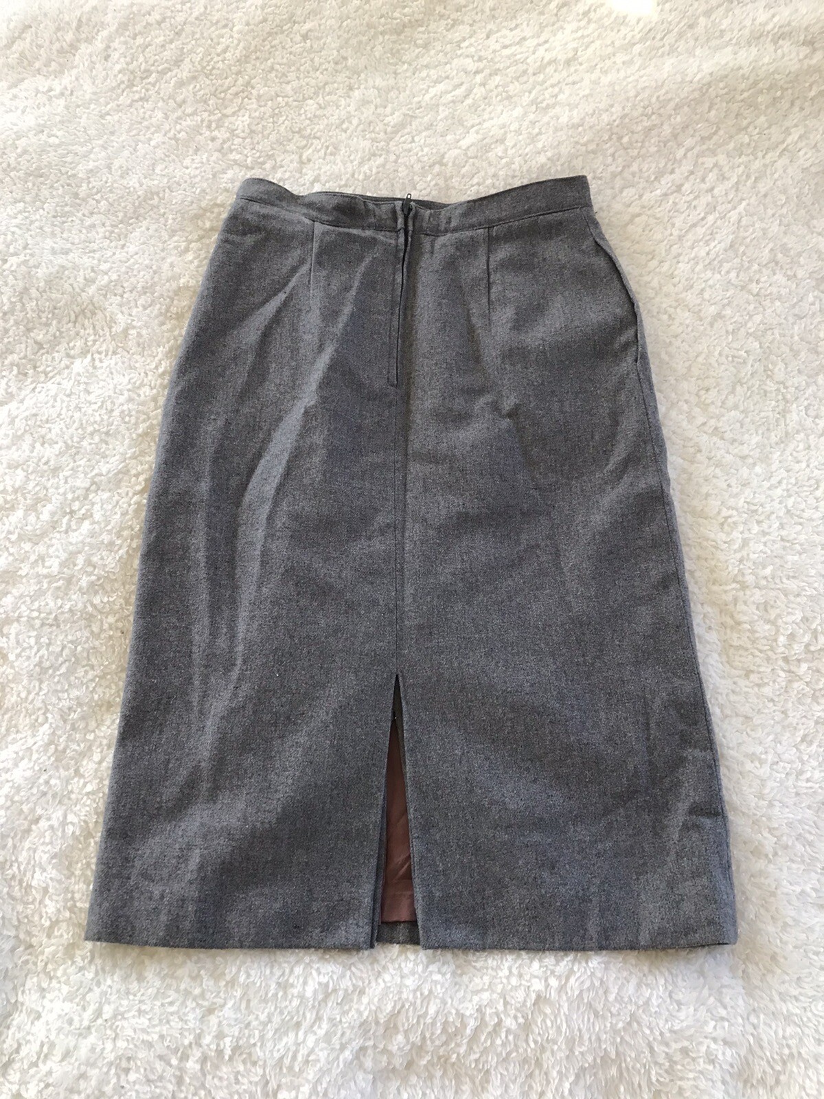 VTG Midi Pencil Skirt Gray Wool Blend Officecore A Line Academia Peabody House