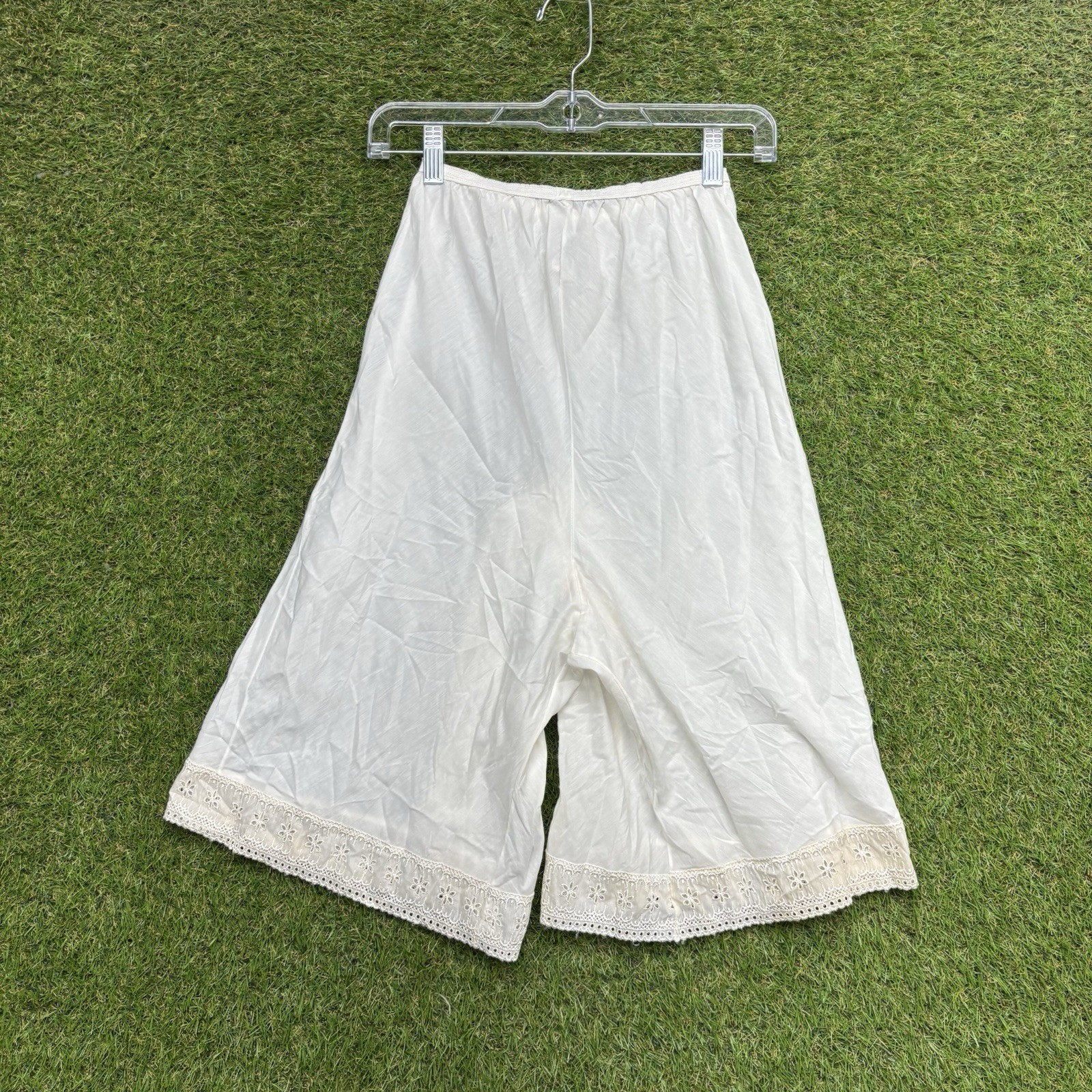 Vintage Pettipants Slip Bloomers Womens Medium Pants Lace Trim Seamprufe White