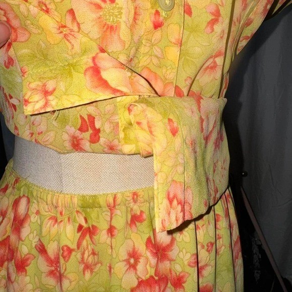 Vintage Green Floral Two Piece Set