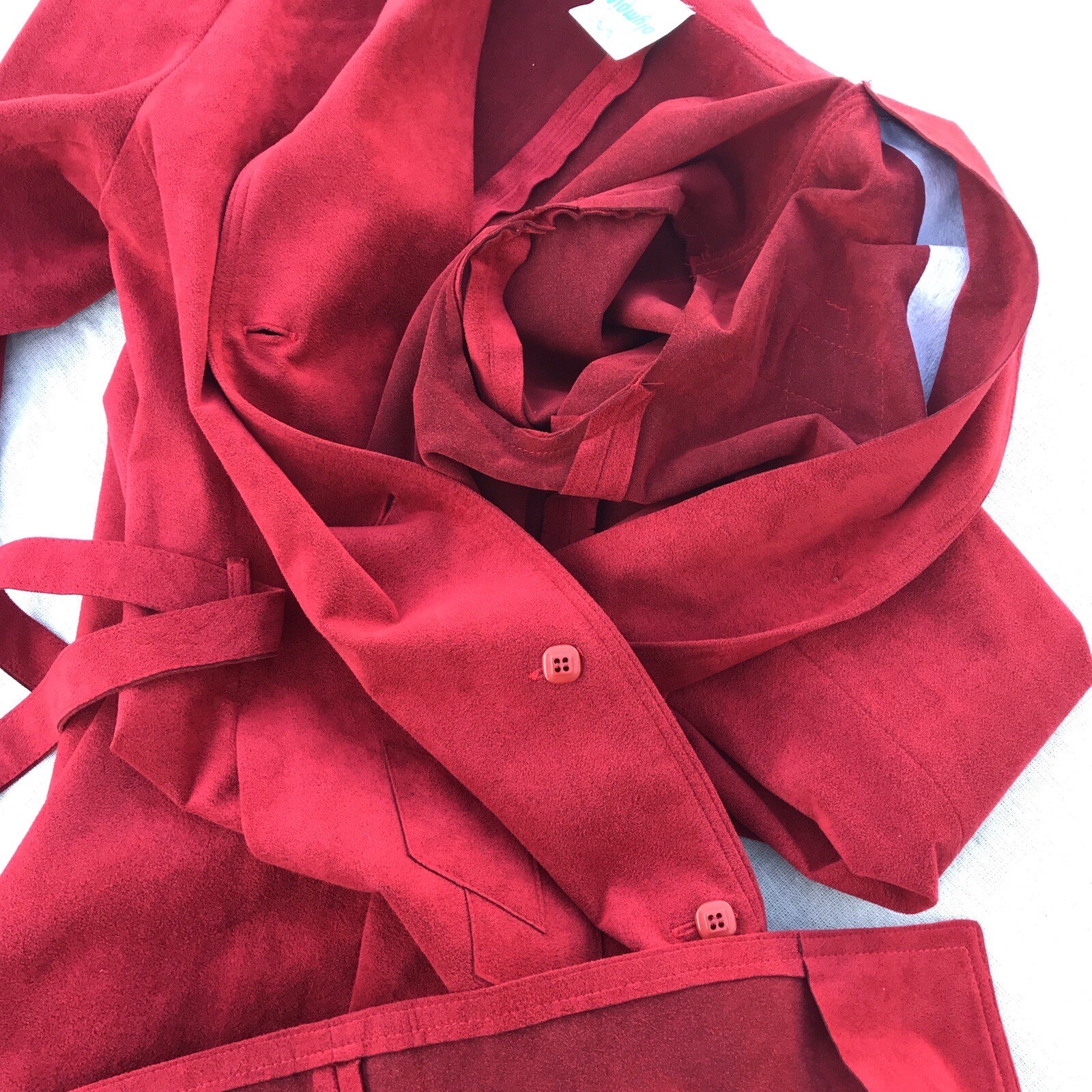 Vtg 70s Button Down Faux Suede Polyester Blend Dress 4 Xs S Olympic Ca HTF MOD