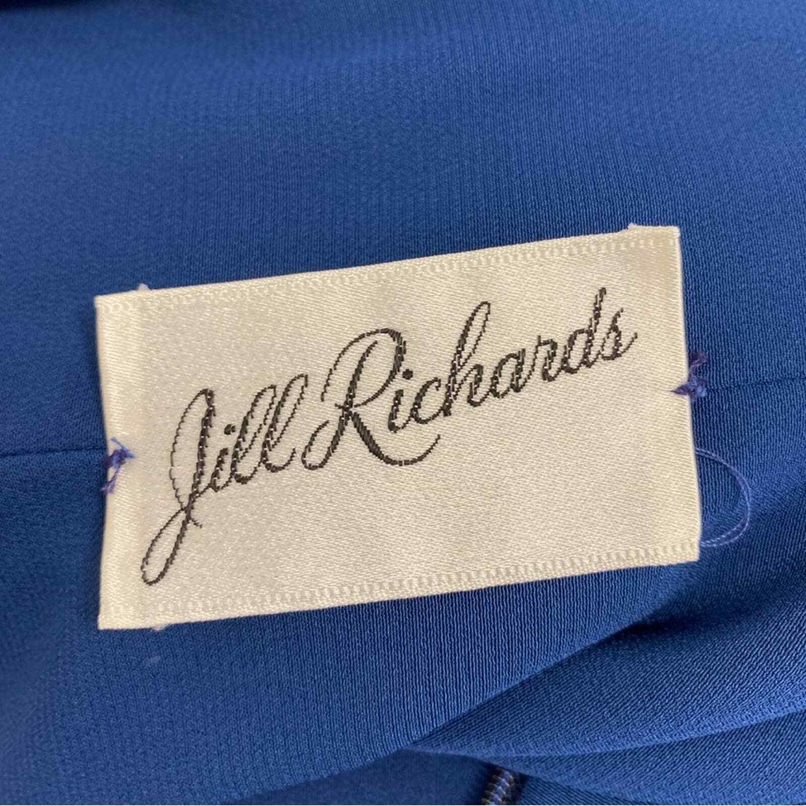 Vintage Jill Richards Blue + White Dramatic Pleated Ruffle Dress XS/S