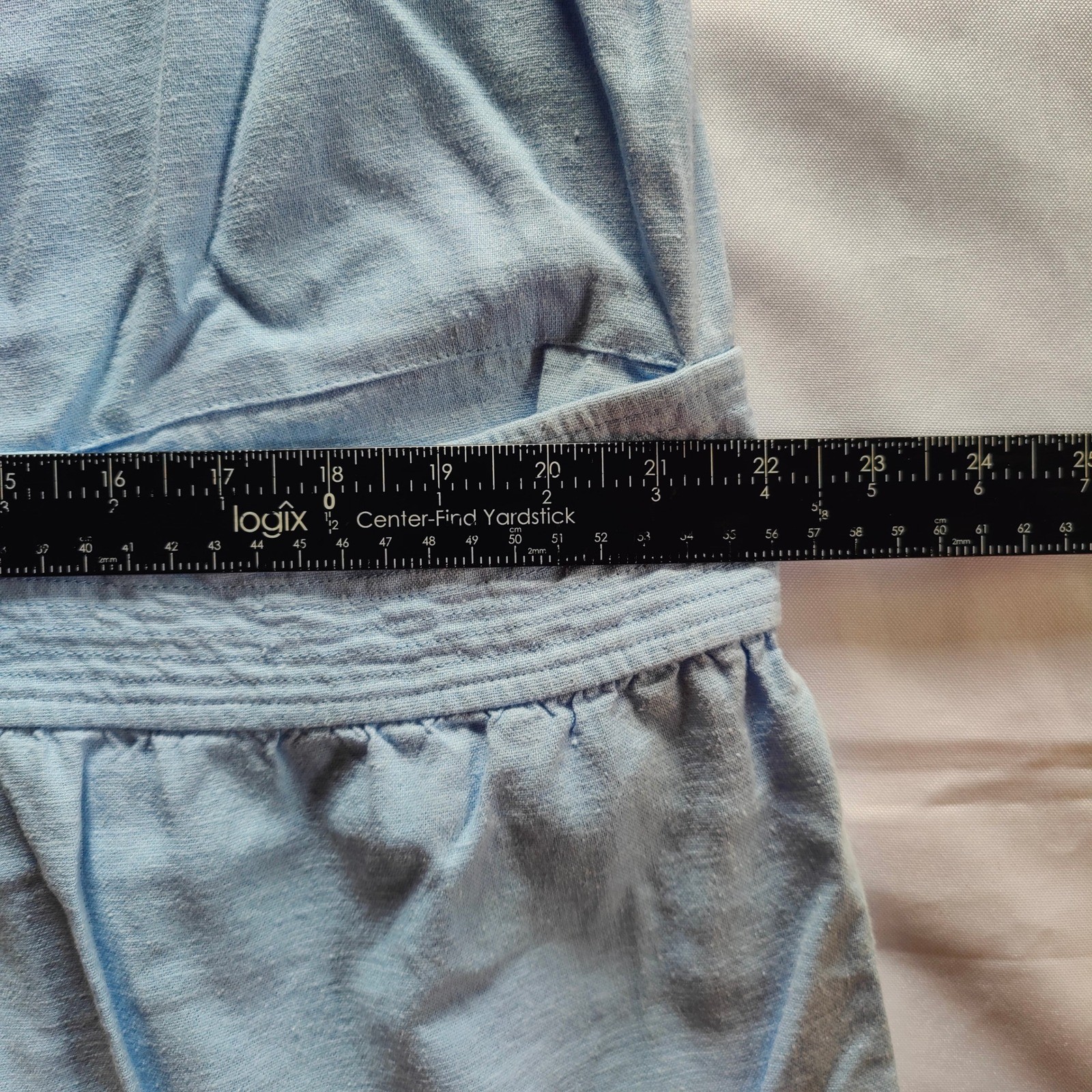 Mainstreet Blues Vintage 90s Drop Waist Midi Dress Linen Blend Baby Blue 16W