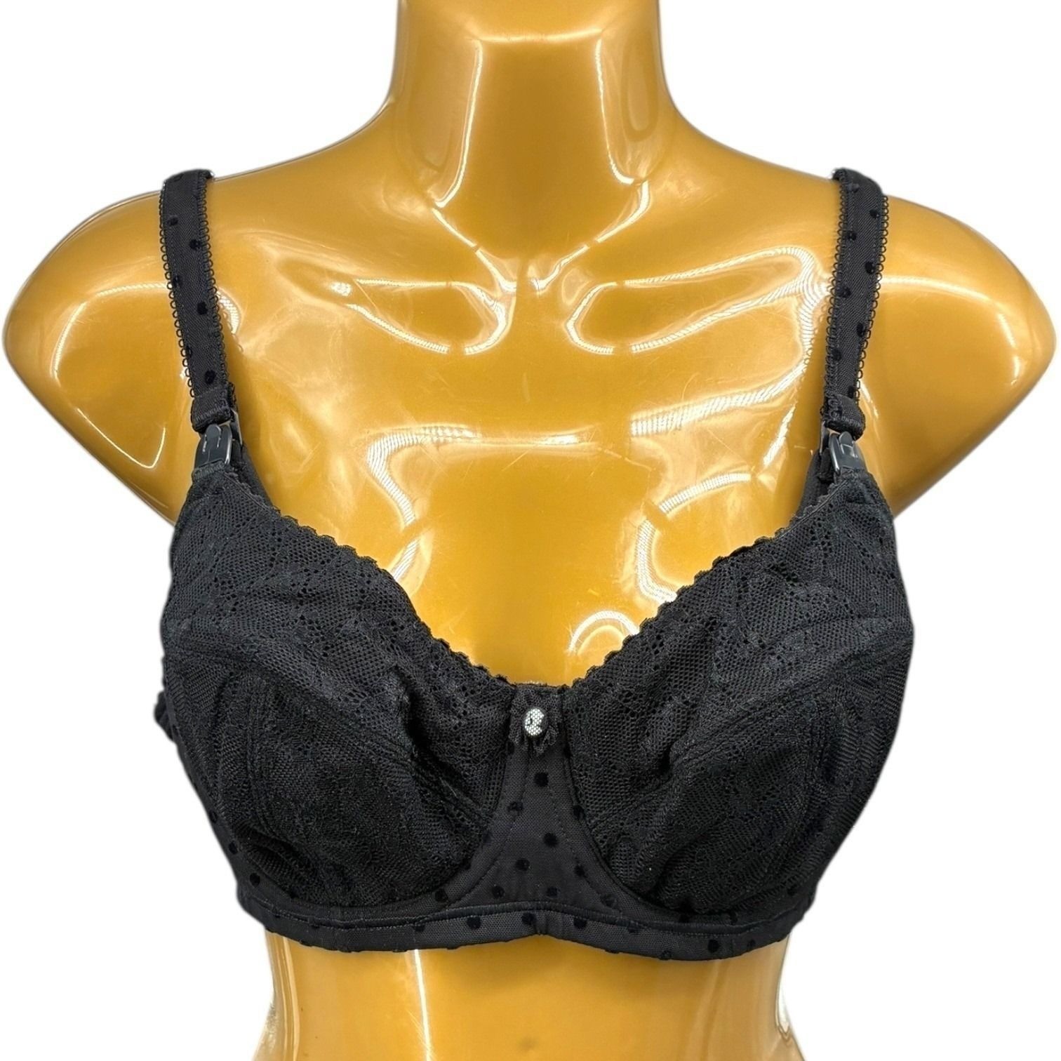 Cake Lingerie Black Lace Polka Dot Nursing Bra Underwire 34E NWT