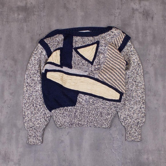 Vintage 1990’s Nannel Tri Blend Coogi Style 3D Pattern Knitted Crewneck Sweater