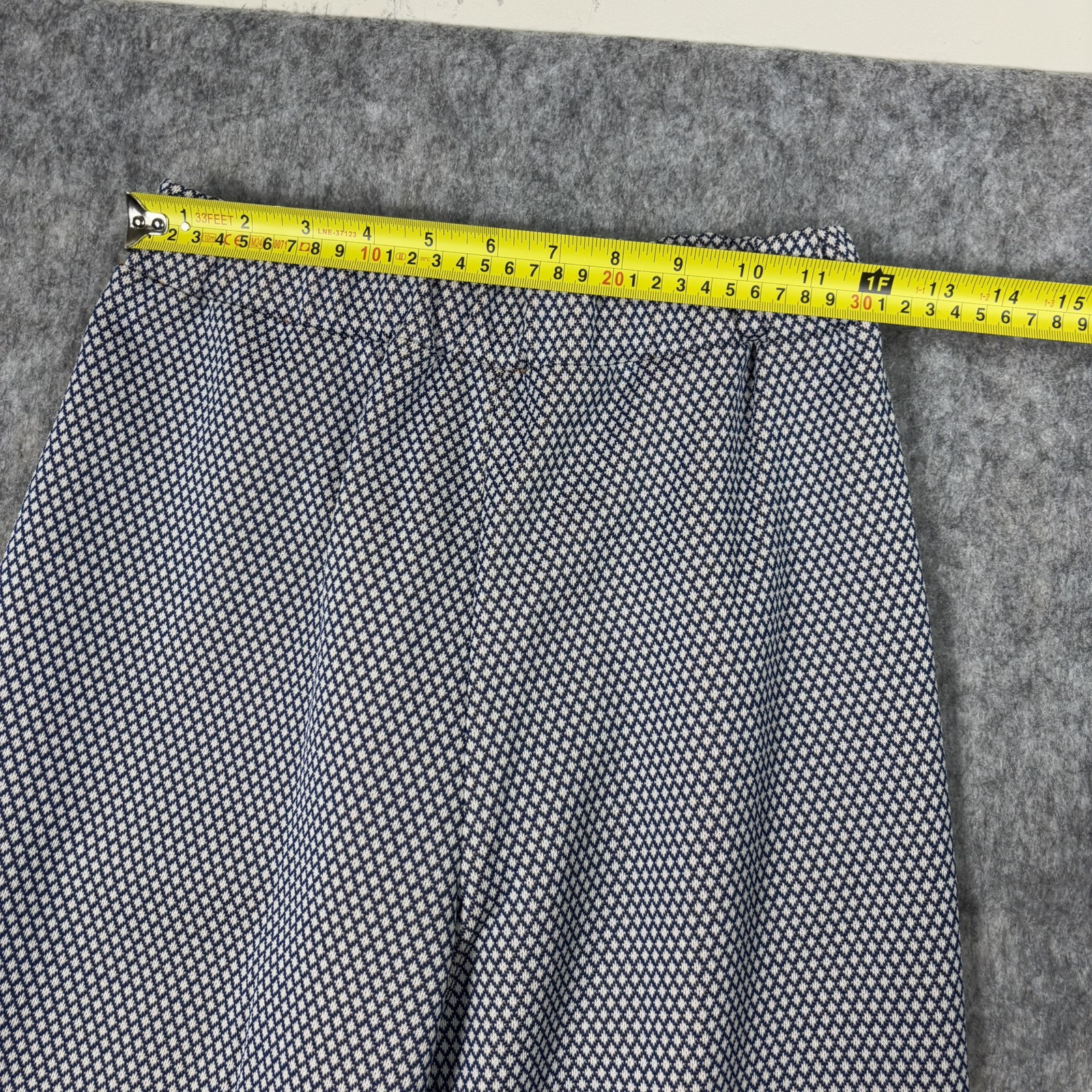 Vintage 1970s Polyester Flare Pants Women’s 28 x 28 Plaid Disco Stretch Blue