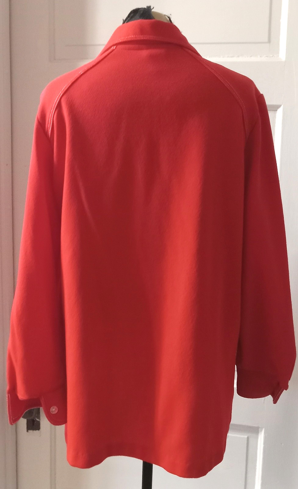 Vintage 60’s MONTGOMERY WARD LS Tomato Red Button Up Top Shirt Blouse 18