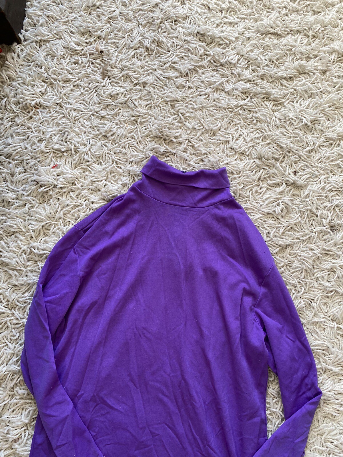 Vintage Blouse Shirt Top Womens Purple Mock Neck Turtleneck Small