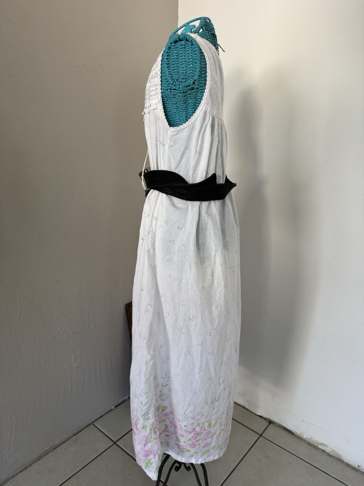 Vintage Cotton Blue Cascade Prairie Gown Indian