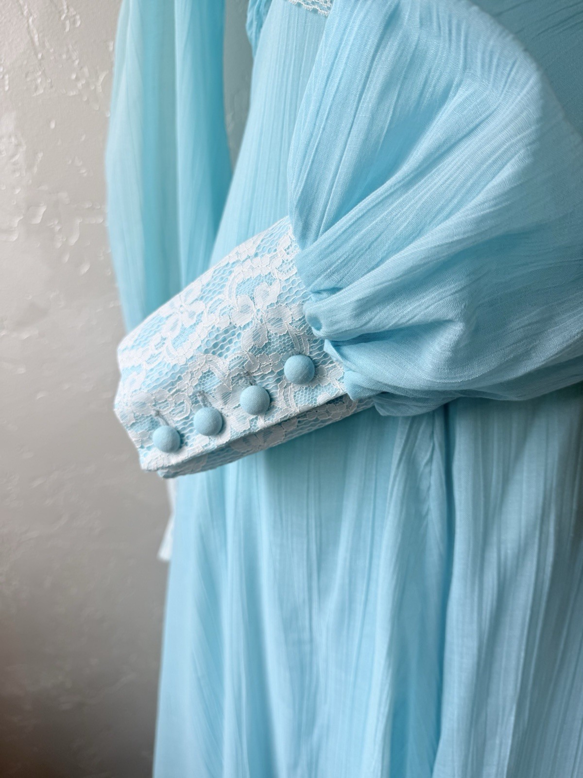Vintage 1970s Robin’s Egg Blue Prairie Maxi Dress Small Cottagecore Gunne Style