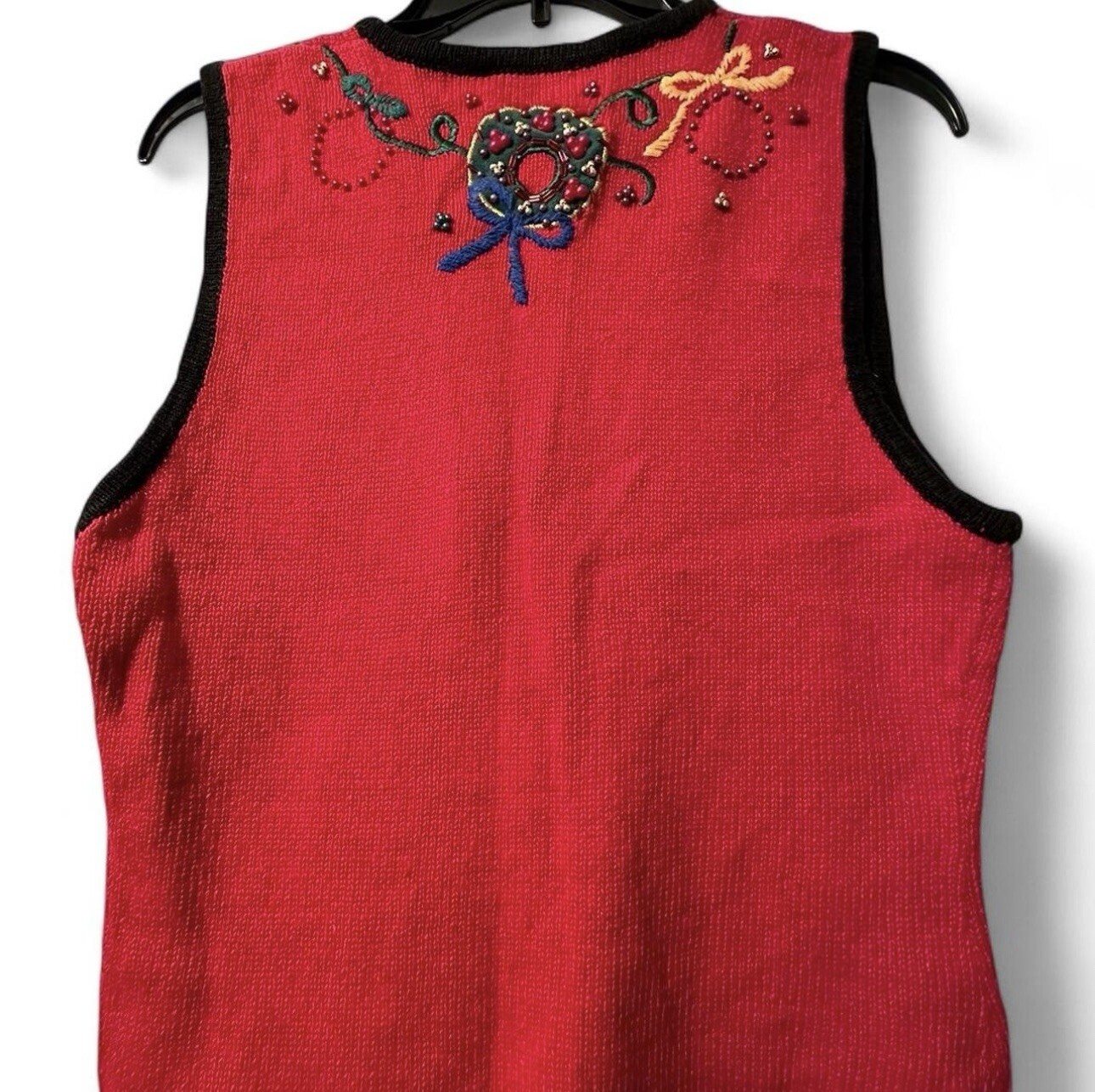 Vintage Knit Embroidered Christmas Sweater Vest Work In Progress Gladys Bagley