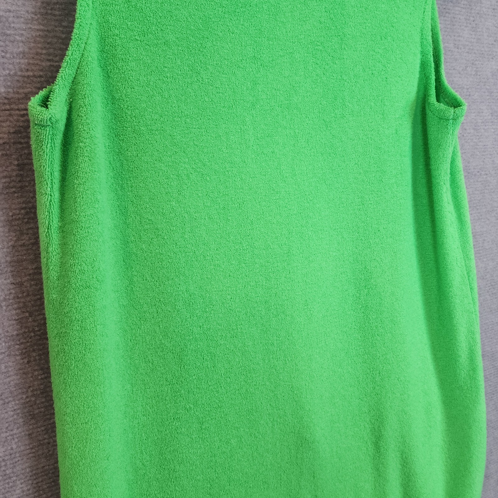 Vintage Catalina Dress Medium Neon Green Maxi Terry Towelling Cloth USA 70s