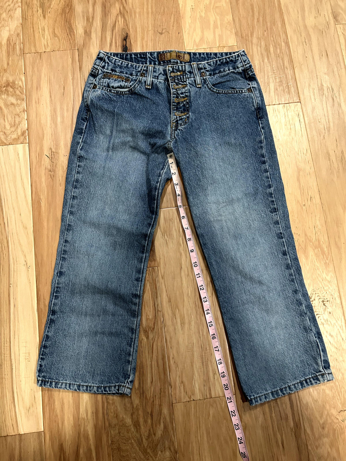 Vintage Y2K LEI Cropped Jean Capris With Button Fly Medium Wash Low Rise Size 5
