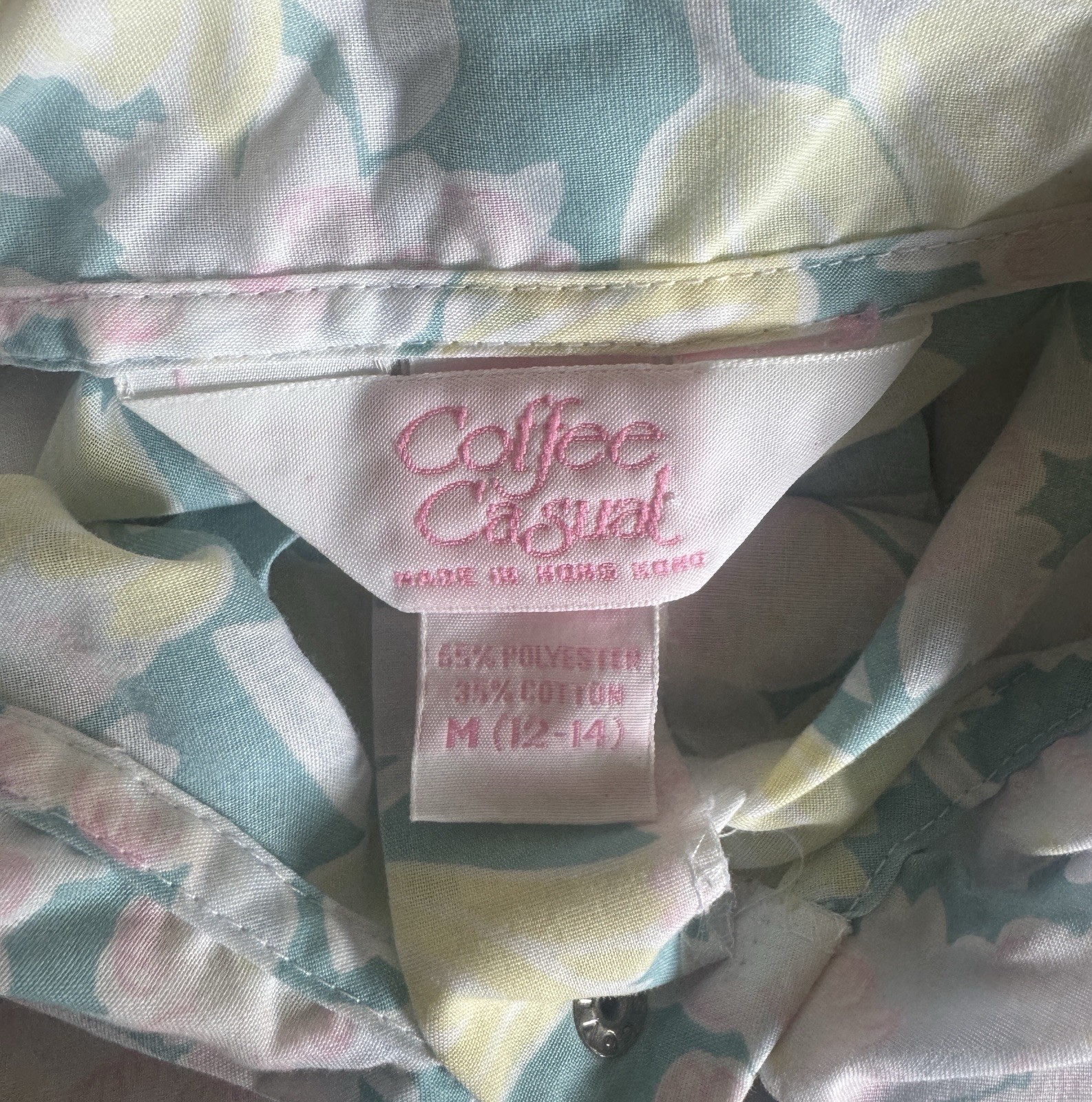 Vintage Coffee Casual Floral Muumuu House Dress Snap Front Pastel Women’s Sz M