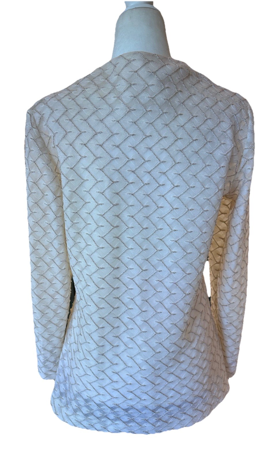 Vintage Retro Marty Gutmacher Polyester White Gold Button Up Blouse Jacket S/M
