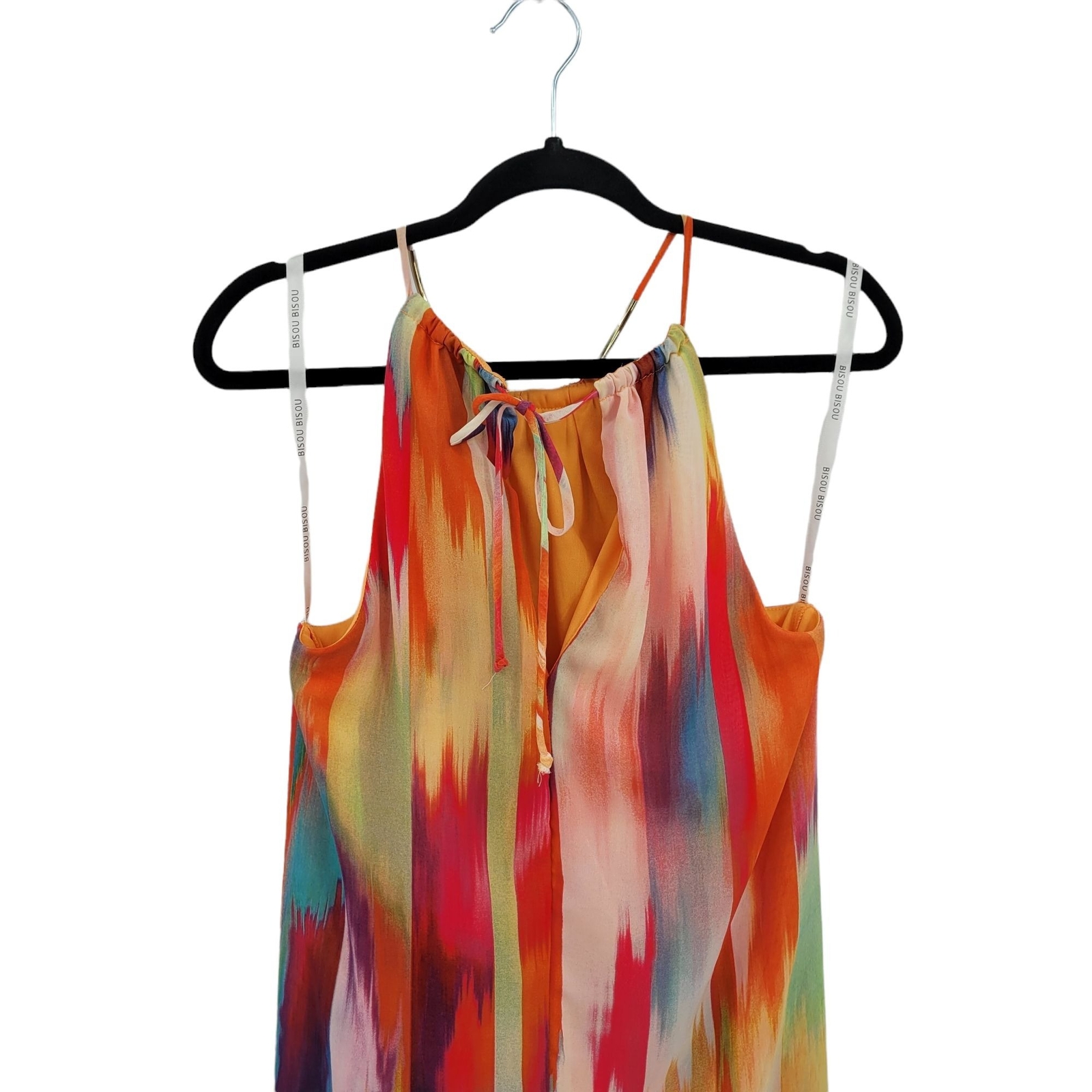 Vintage Bisou Bisou Dress 8 Rainbow Tiered Ruffle Shift Halter Colorful Pride