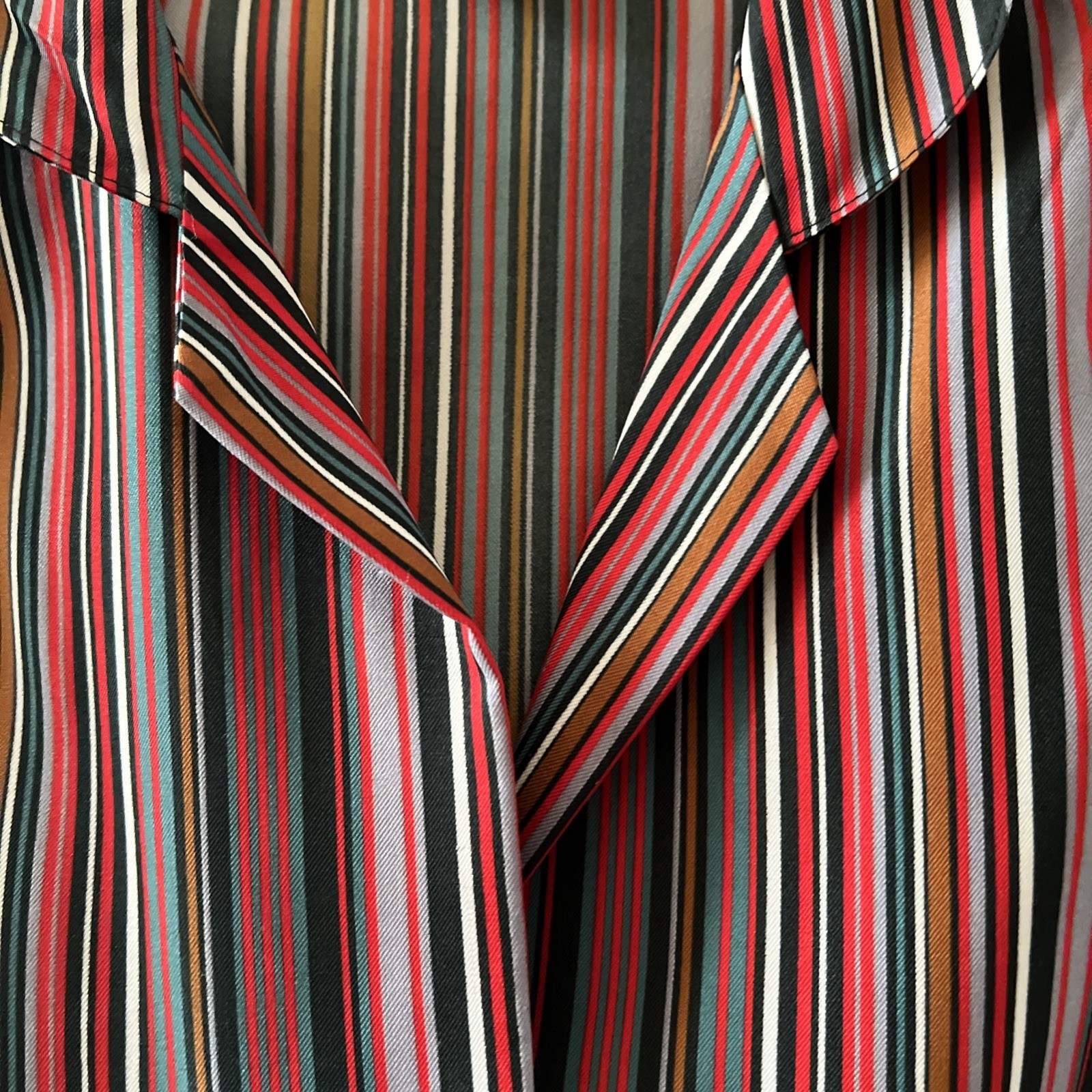 Vintage 1970s Striped Lady Arrow Blouse Disco Mod Womens Retro Size 10