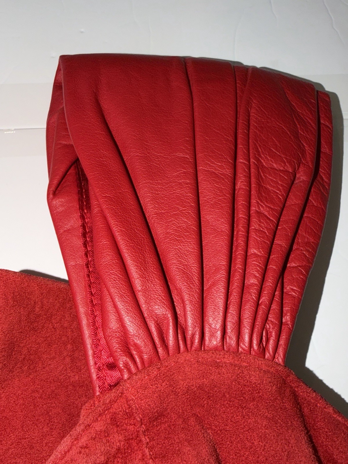 VTG 90’s Leather Ranch Red Mini Suede Cocktail Dress Padded Shoulders Sz 0 NWT