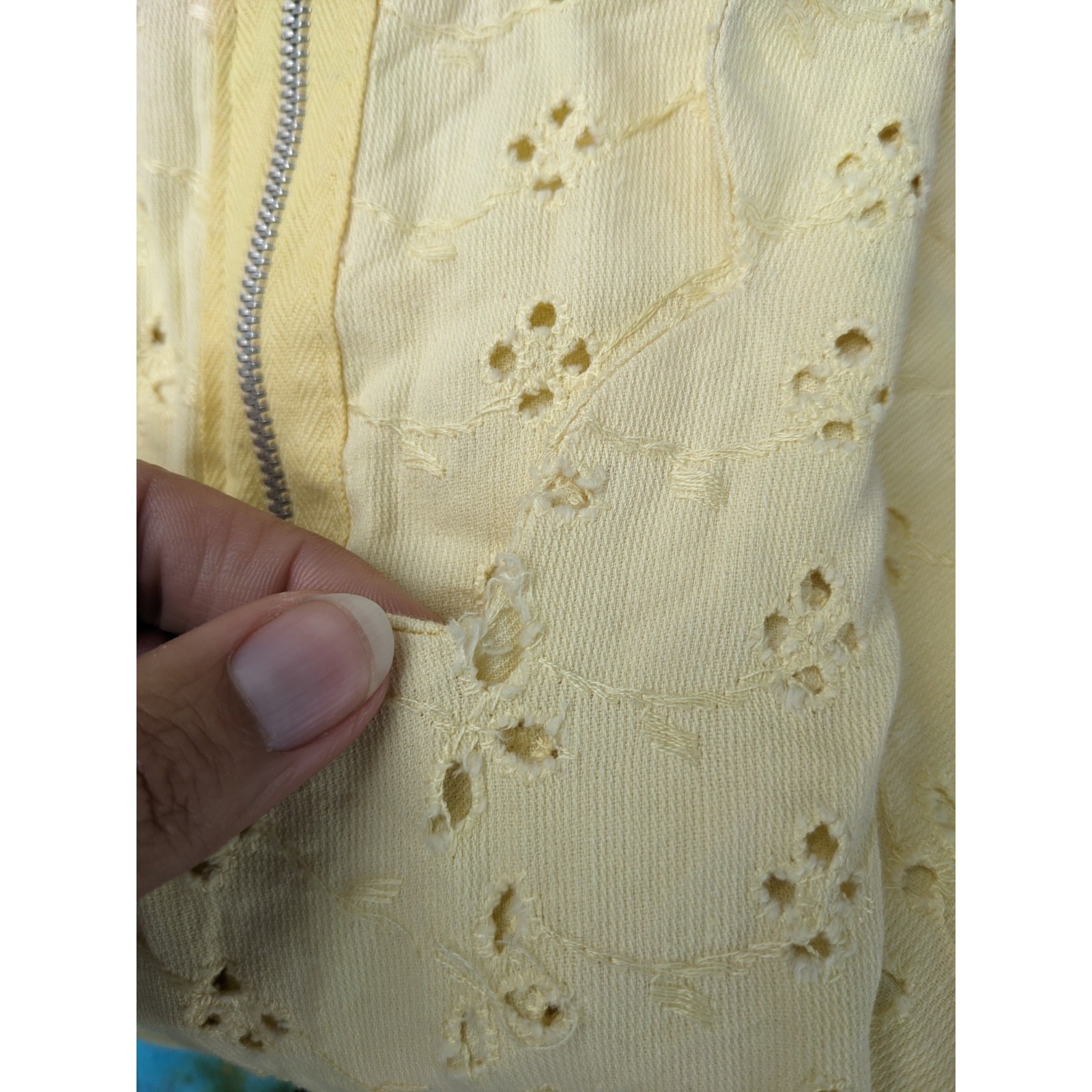Vintage 50s Eyelet Lace Dress XS Yellow Cotton Cottagecore 1950s Summer Day Midi