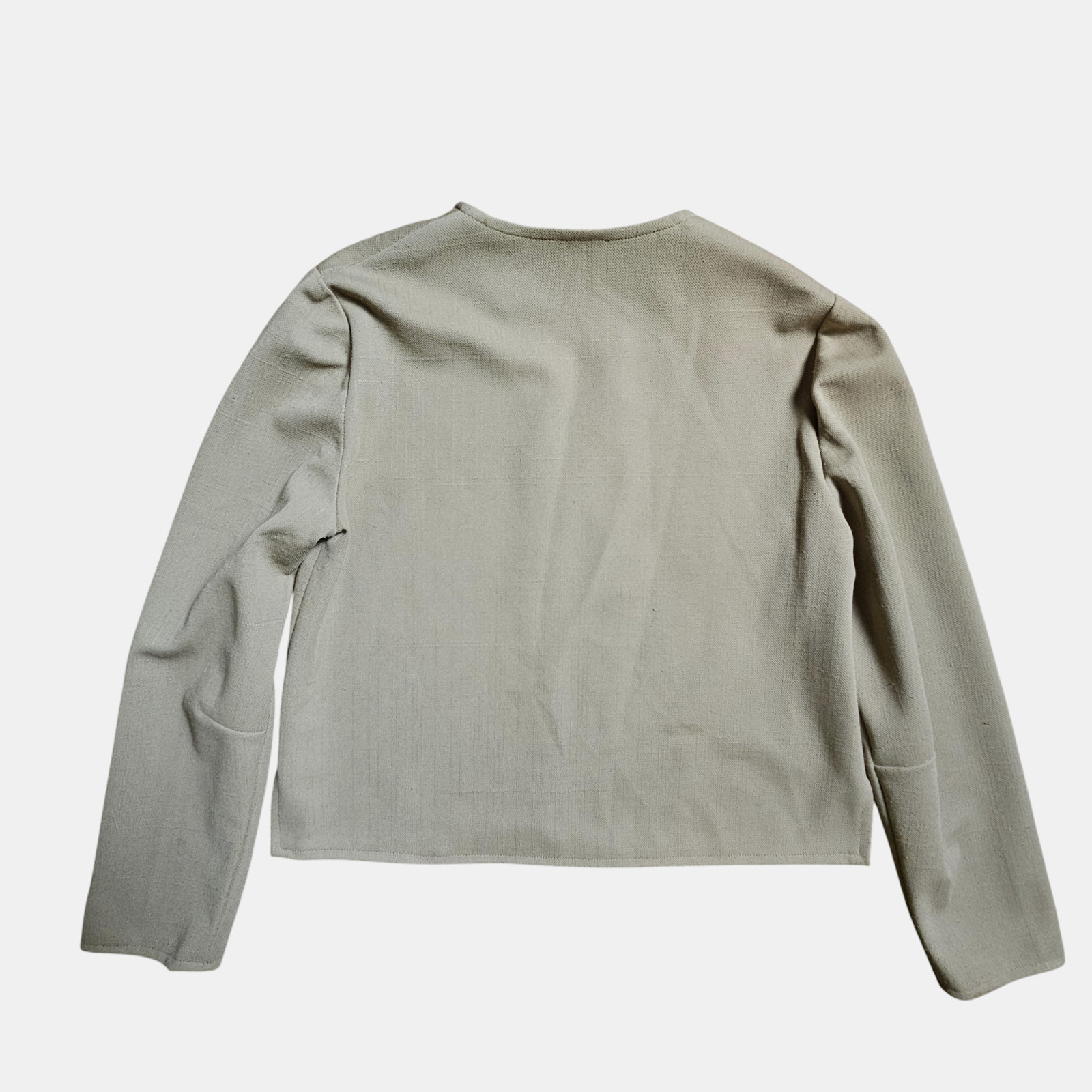 Vintage Long Sleeve Cropped Open Front Blazer Jacket M Minimalist Academia