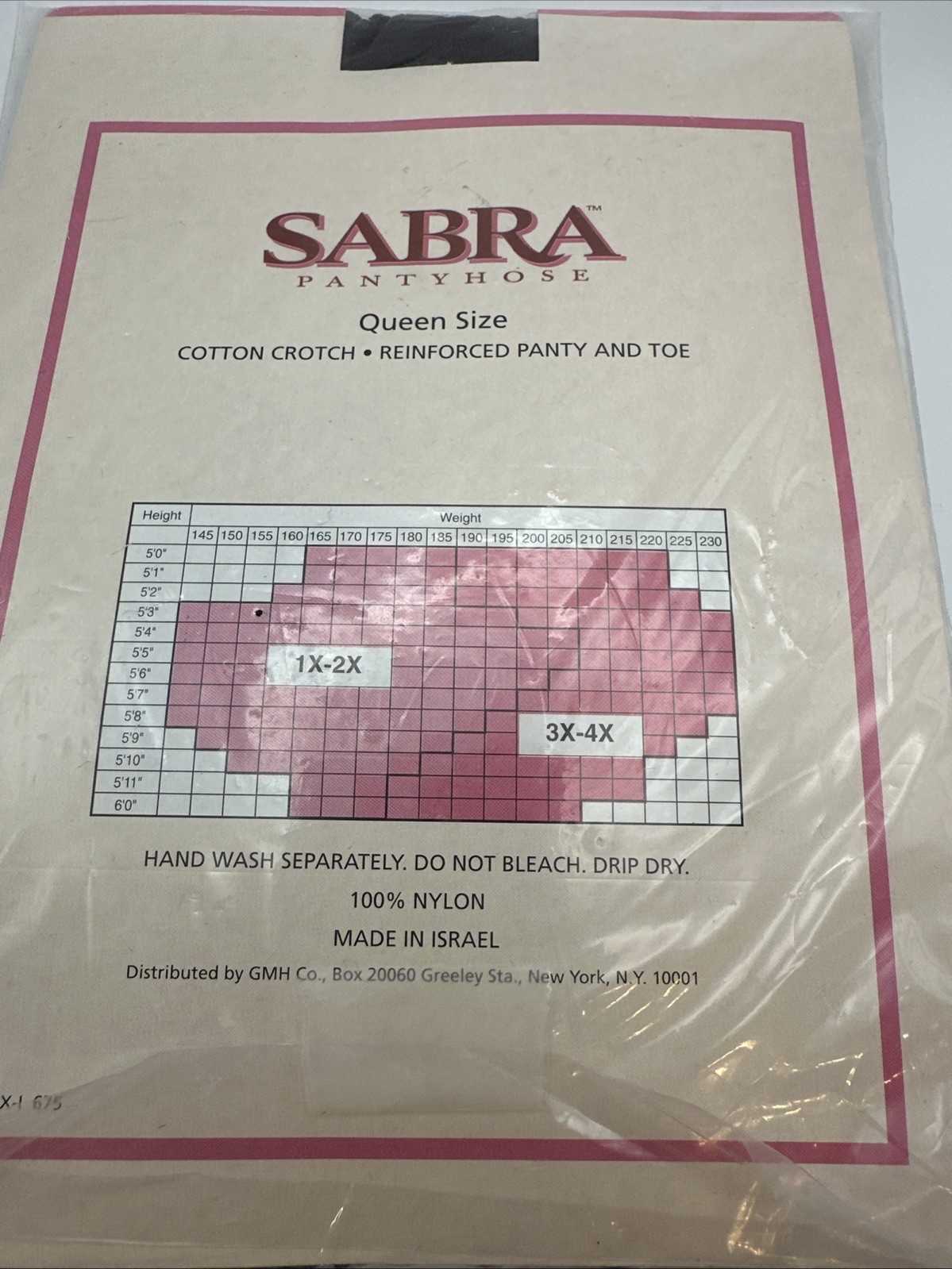 Sabra Size 1X-2X Pantyhose Gray Grey Reinforced Panty Sheer 100% Nylon NIP
