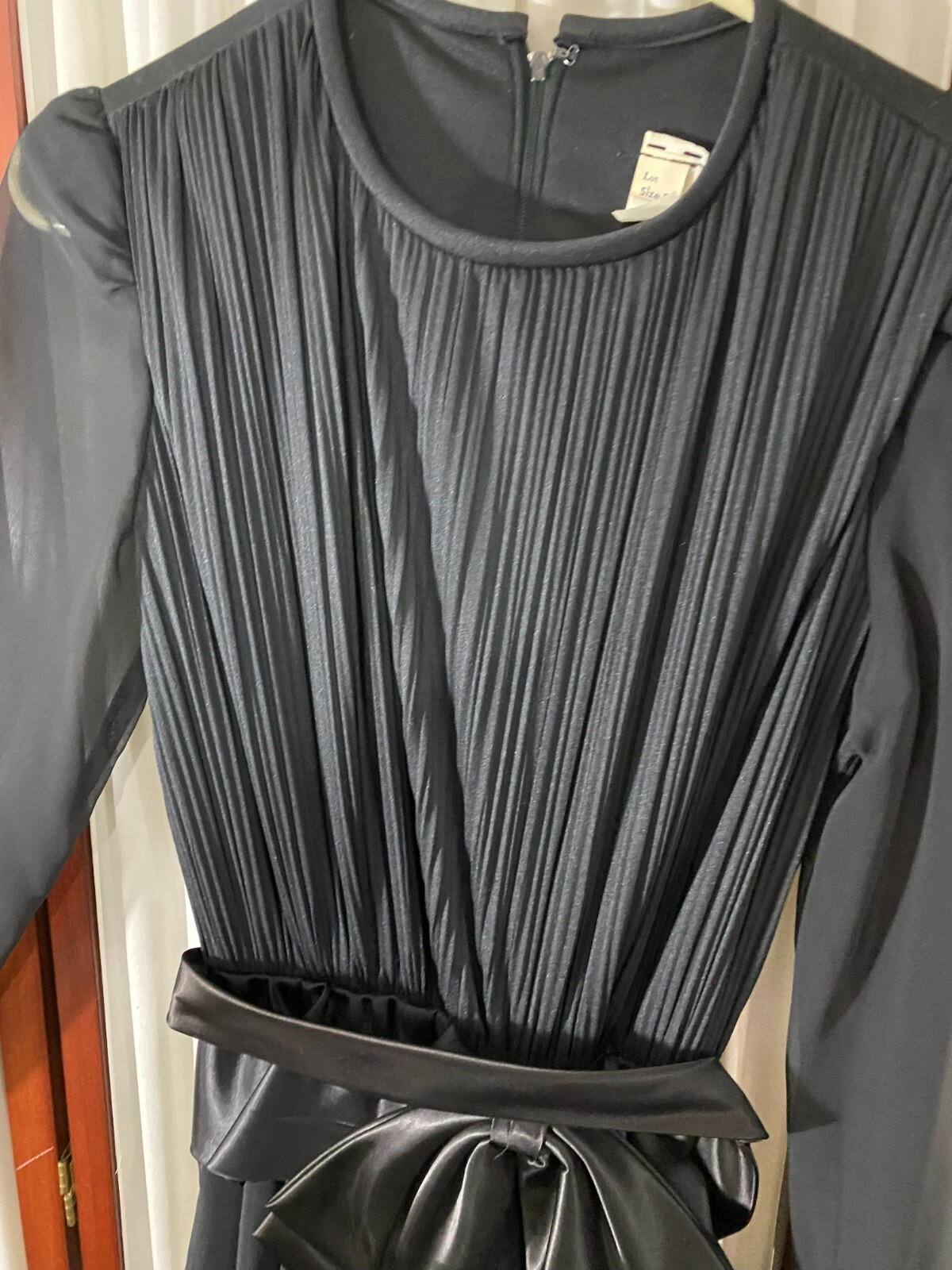 1980s Party Dress w/Peplum-S-Black Voile-Swirly Skirt-NEW WAVE GLAM – SALE