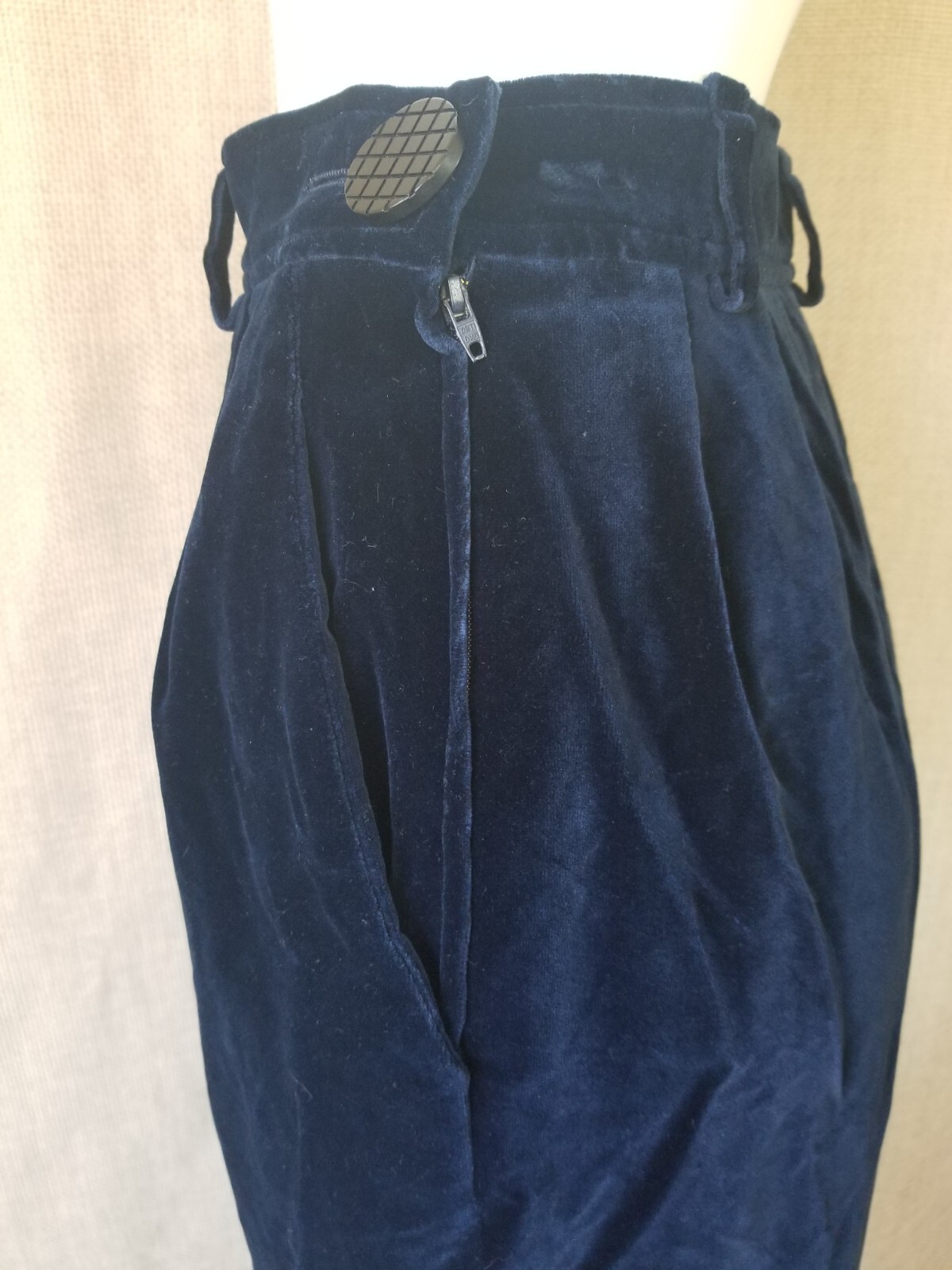 1980’s YVES SAINT LAURENT RIVE GAUCHE Blue Velvet trousers Womens Vintage Pants