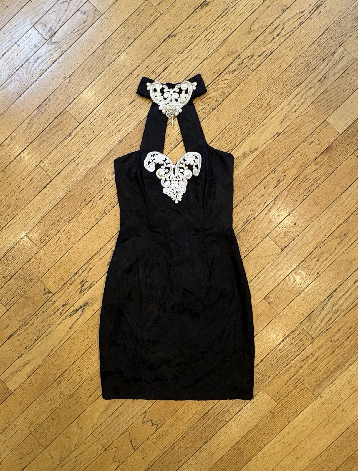 Authentic Vintage Jessica McClintock for Gunne Sax Black Jacquard Dress