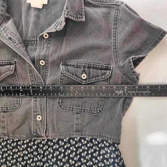 VTG 90s Denim Floral Jumpsuit Tencel Blend USA Twee Nostalgic Jones New York Pet