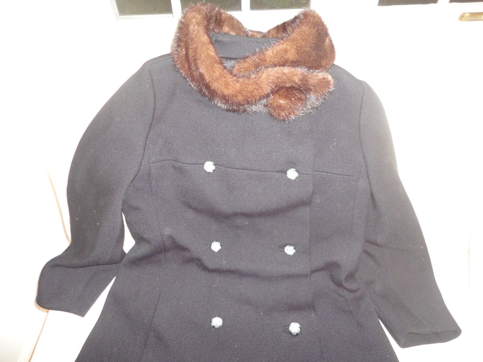 Vintage 1950’s Wool & Mink Evening Coat Bracelet Sleeves Size 8 Medium