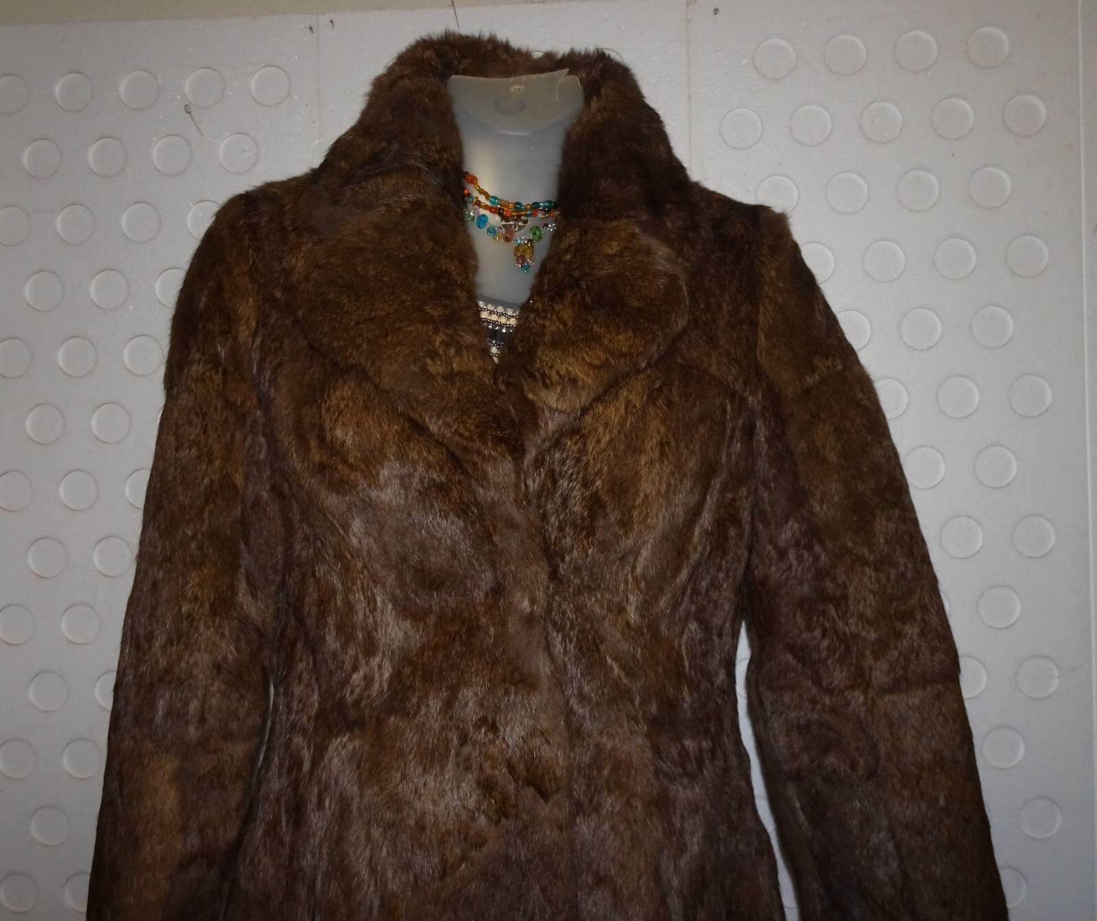 Genuine Rabbit Fur Brown Coat / Jacket S / M Chocolate
