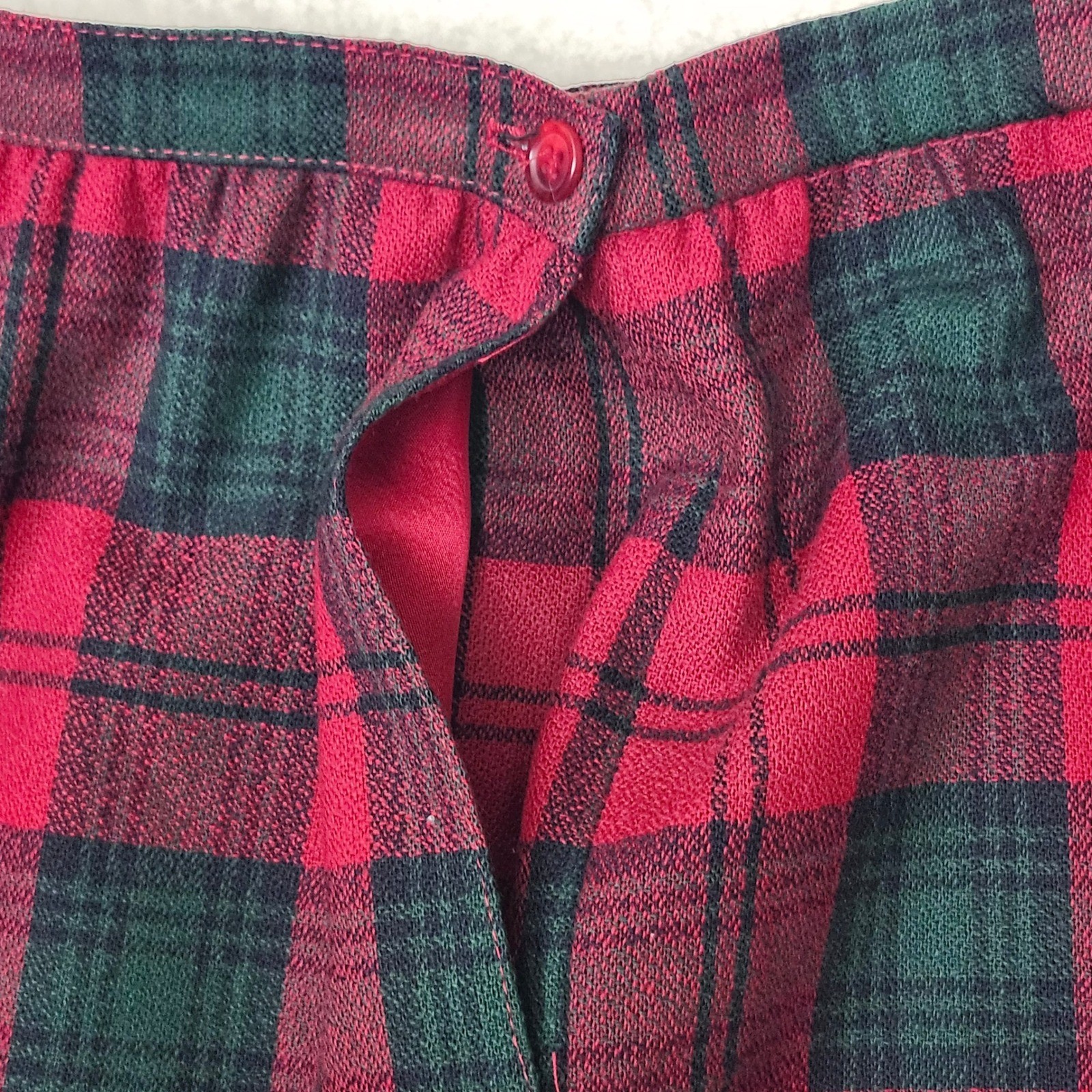 Vintage Tartan Plaid Wool Blend Midi Skirt Red Green Preppy Academic USA 8P
