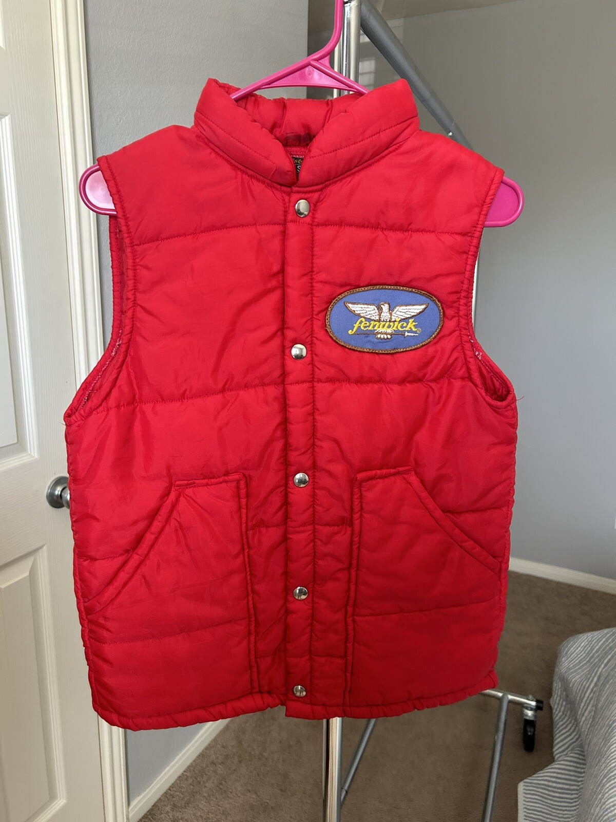 Vintage Swingster Puffer Vest Small Snap USA Layers Red