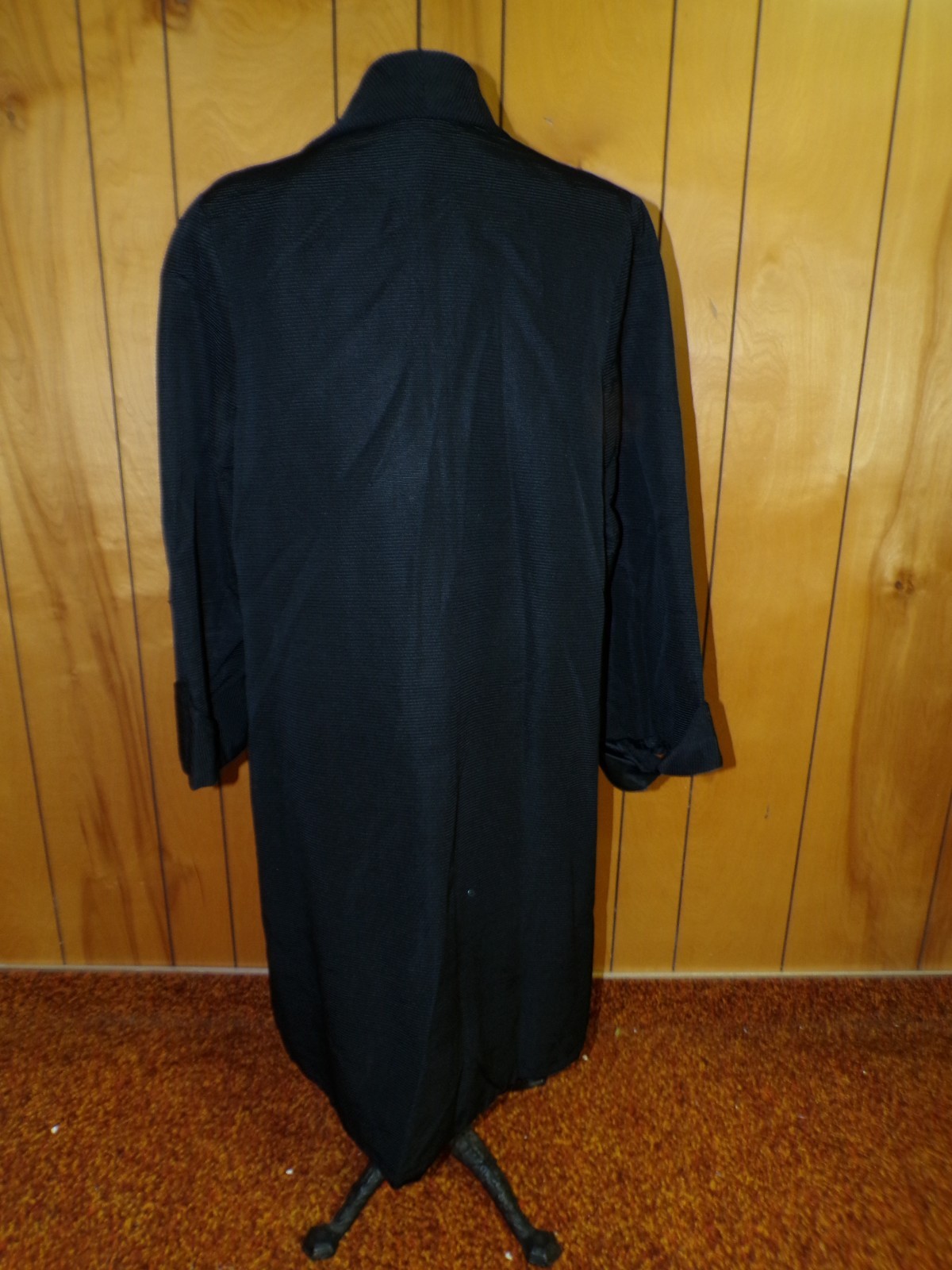 Antique Faille Black Opera Coat Satin Lining Bust 46″