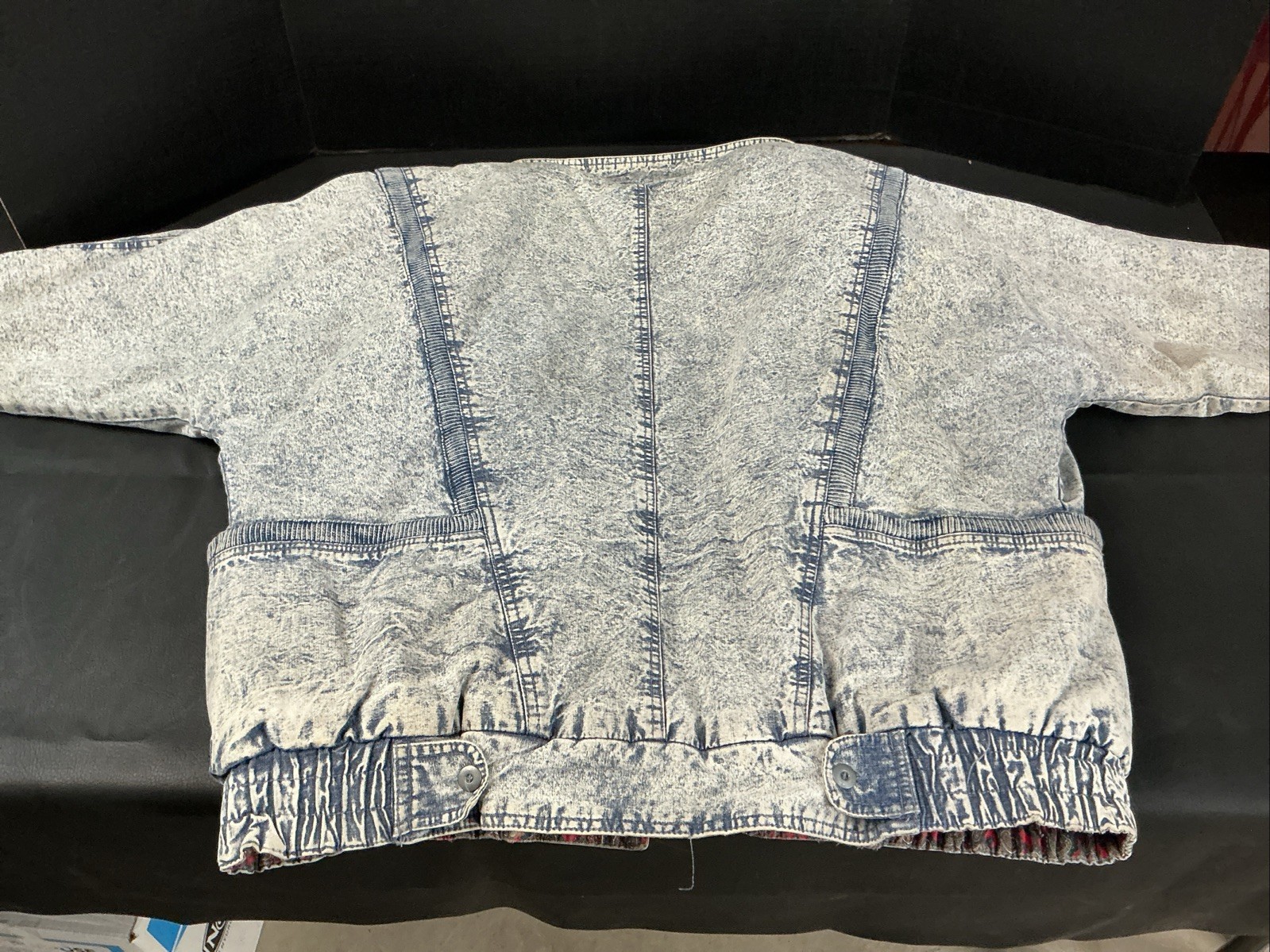 Vintage 80’s East West Acid Stone Wash Denim Coat Blue Jean Jacket Women’s Med