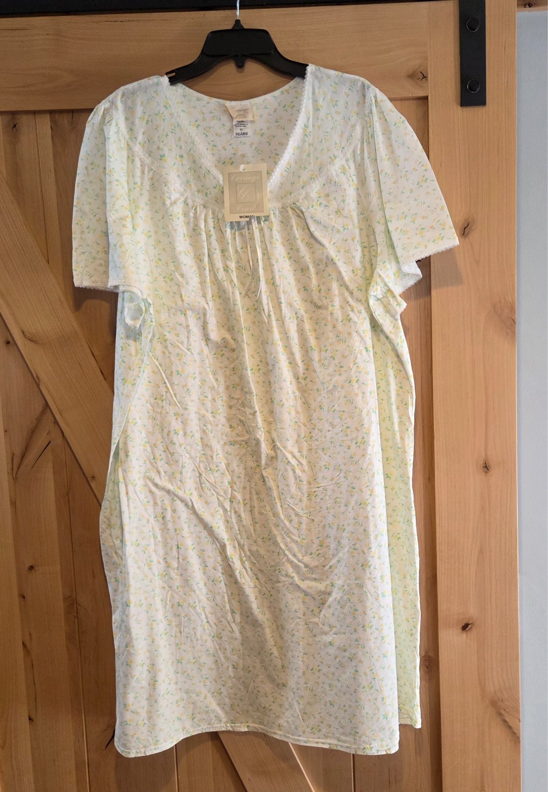 New! VINTAGE Size 2X Sears Carriage Court Nightgown Women’s Yellow Floral Lace