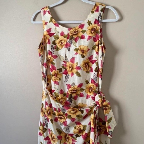 Vintage 80s / 90s Guess by Georges Marciano Floral Mini Dress Pink Cream Yellow