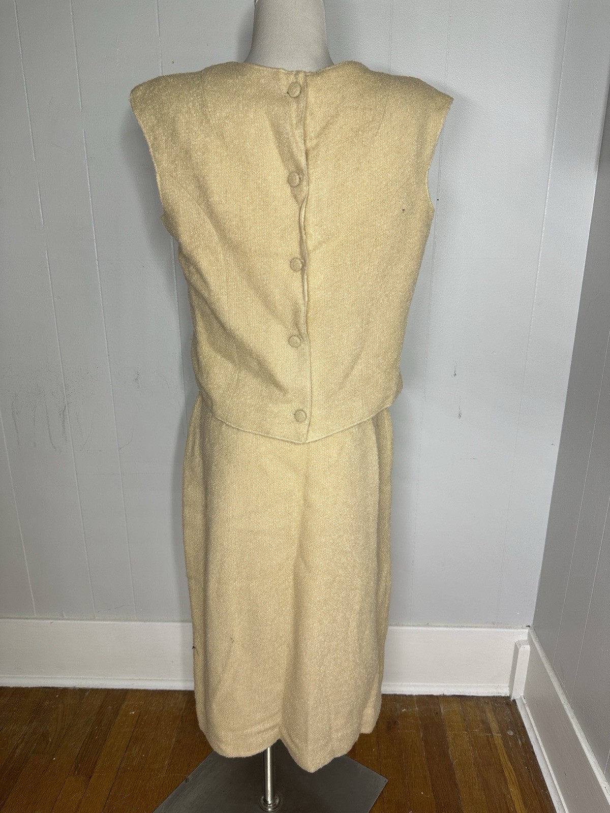 Vintage 1950s Nubby Boucle 3 Piece Neutral Suit Set