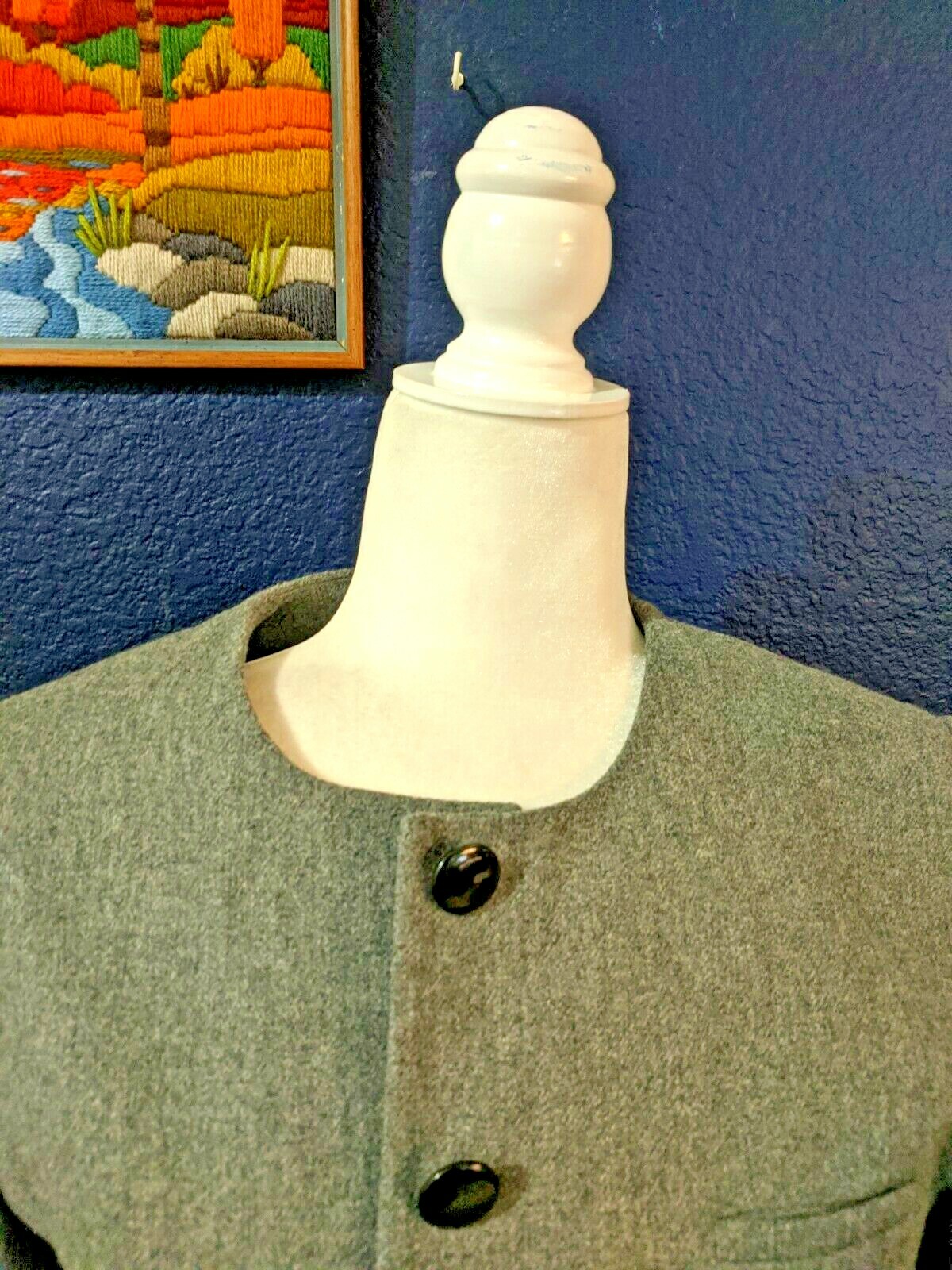 VTG E.H. Woods Gray Wool Blend Lined Blazer Jacket Buttons Sz 14 Extra Large XL