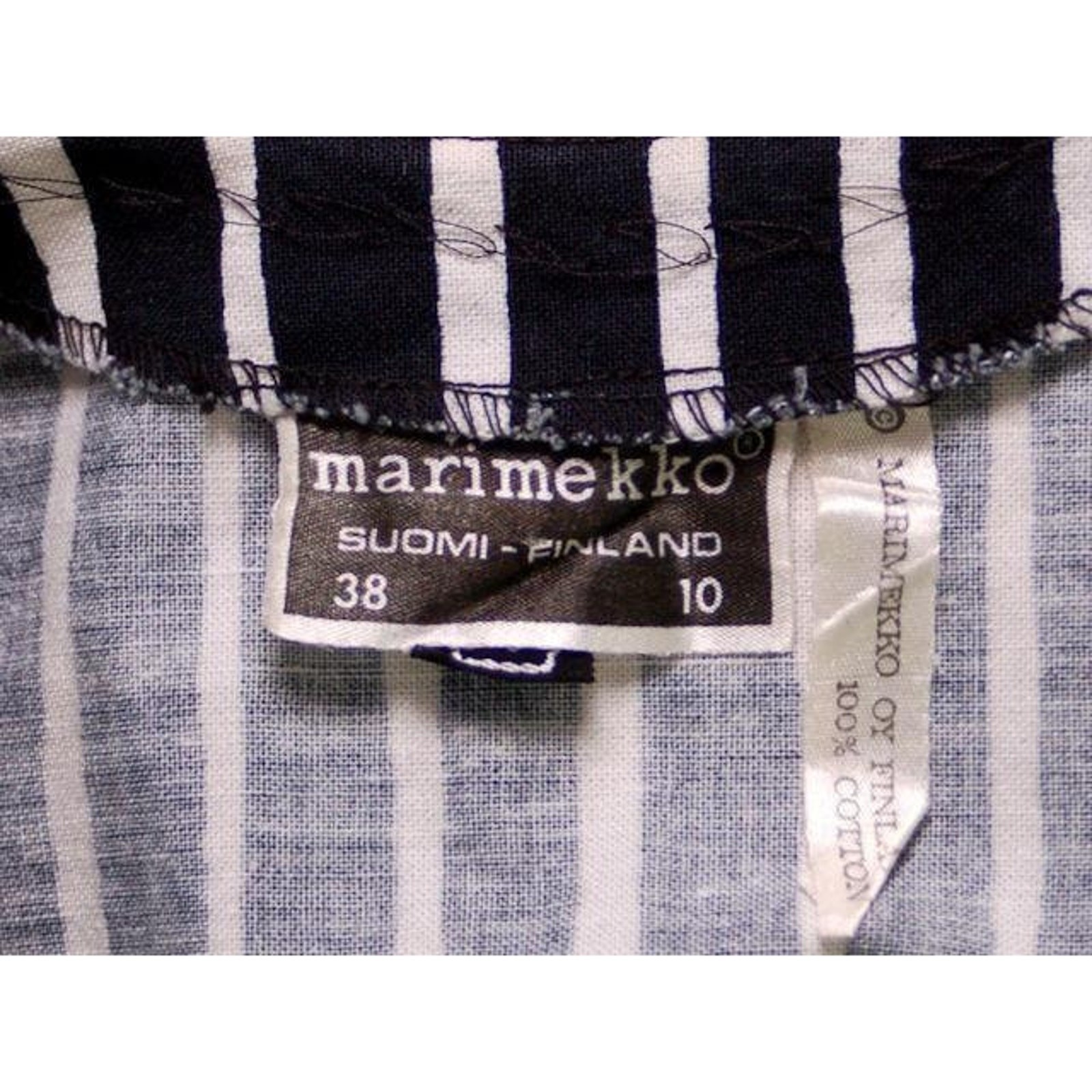 VTG 60s Marimekko Black & White Stripes Piccolo Jokapoika Jumper Dress Sz 38/10