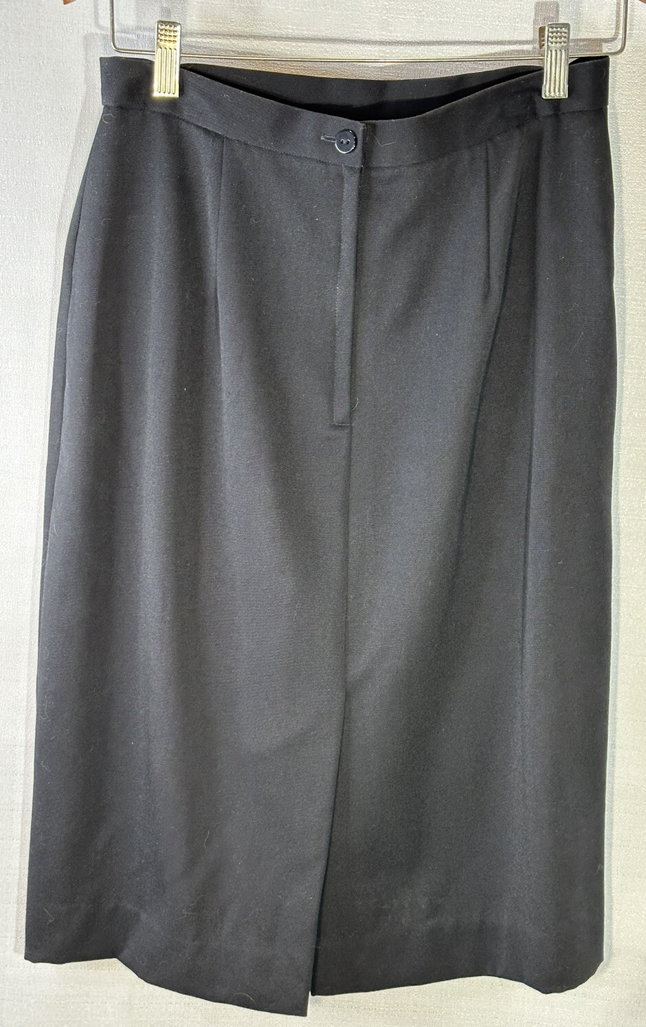 Vintage 100% Wool Blazer & Pencil Skirt Set Black Fully Lined Woman’s SZ-8