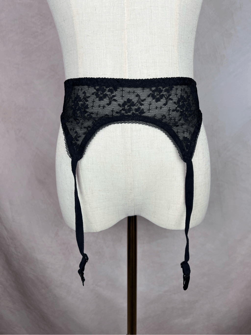 Vintage Black Lace Garter Belt Small XS 1990s Pinup