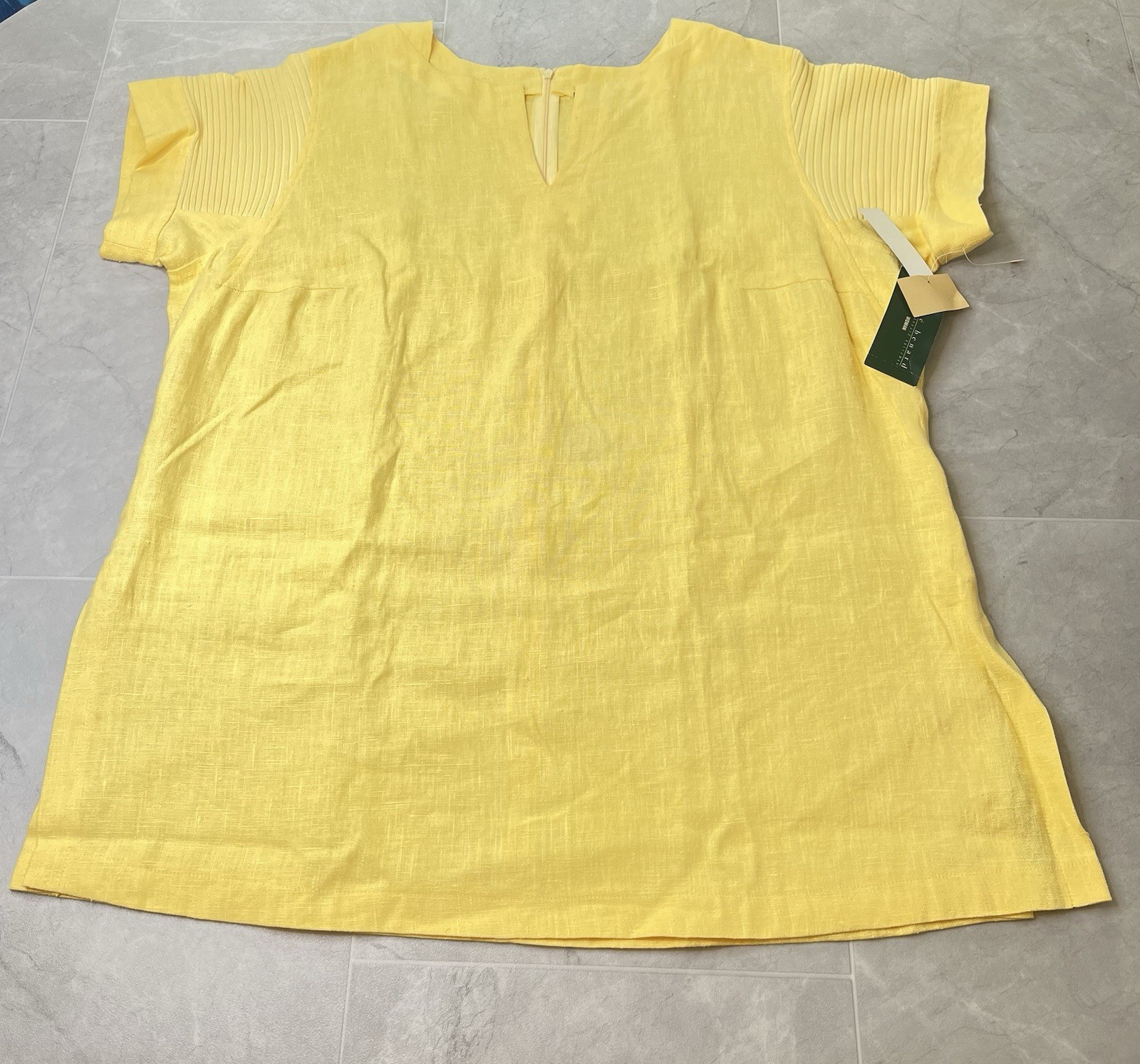 Harve Bernard by Benard Women’s Top Blouse Size 20W linen Back Zip Yellow New