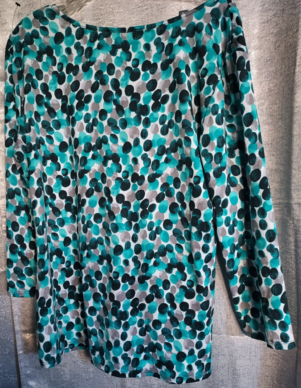 Dress Barn Woman Blouse XL ruched front multicolor stretch top