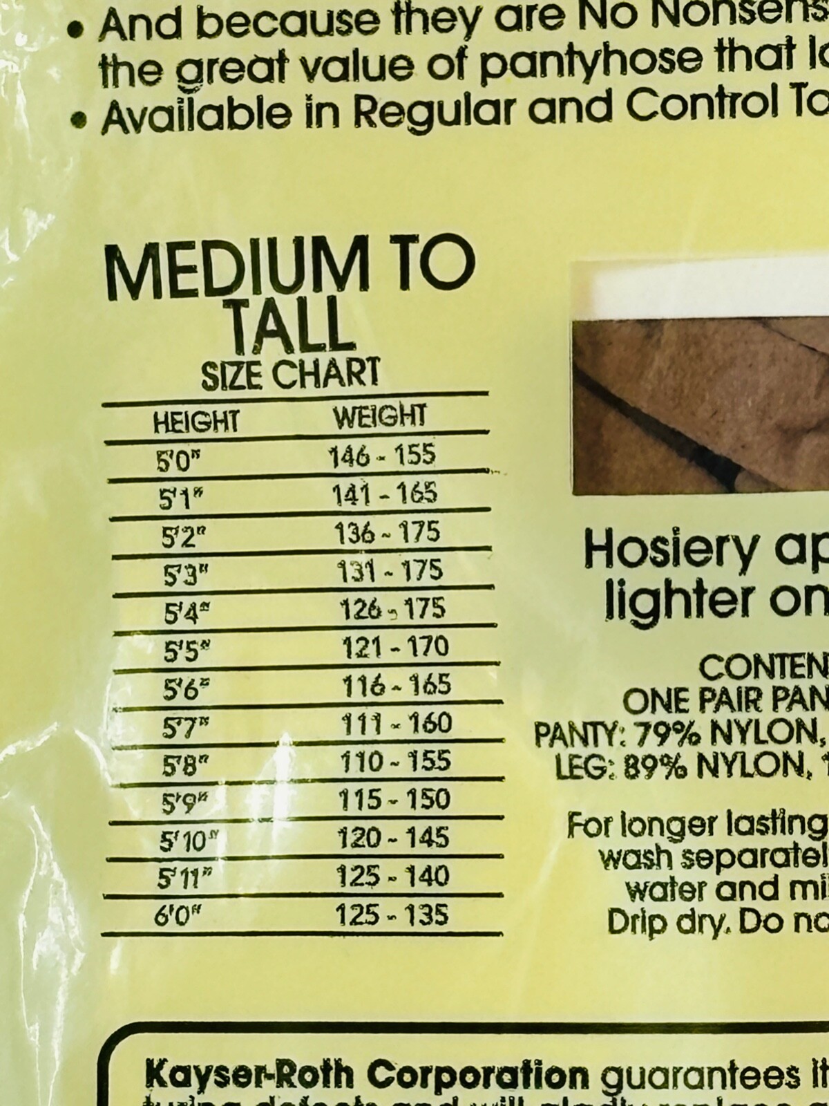 NOS VTG NO NONSENSE SHEER&SILKY SANDALFOOT CONTROL TOP TAN PANTYHOSE*MED-TALL B