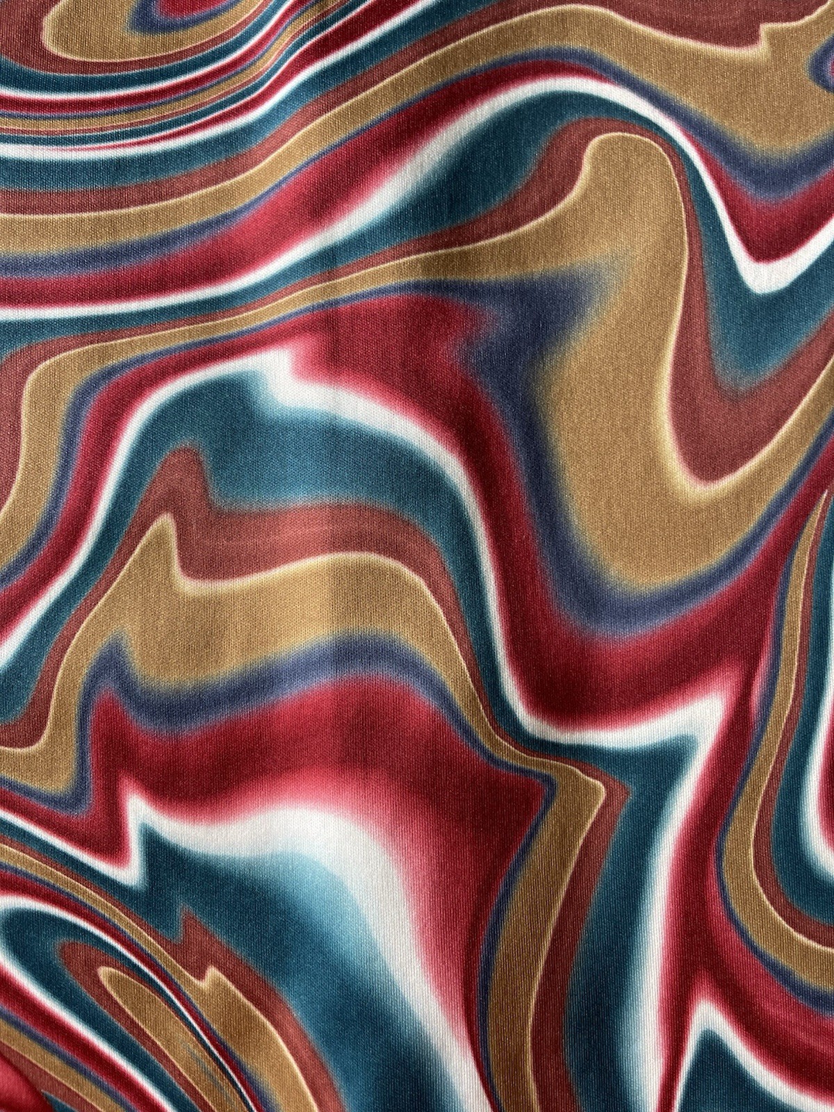Vintage 90s In Charge Groovy Swirl Button Shirt Size Large Hippie Made In USA