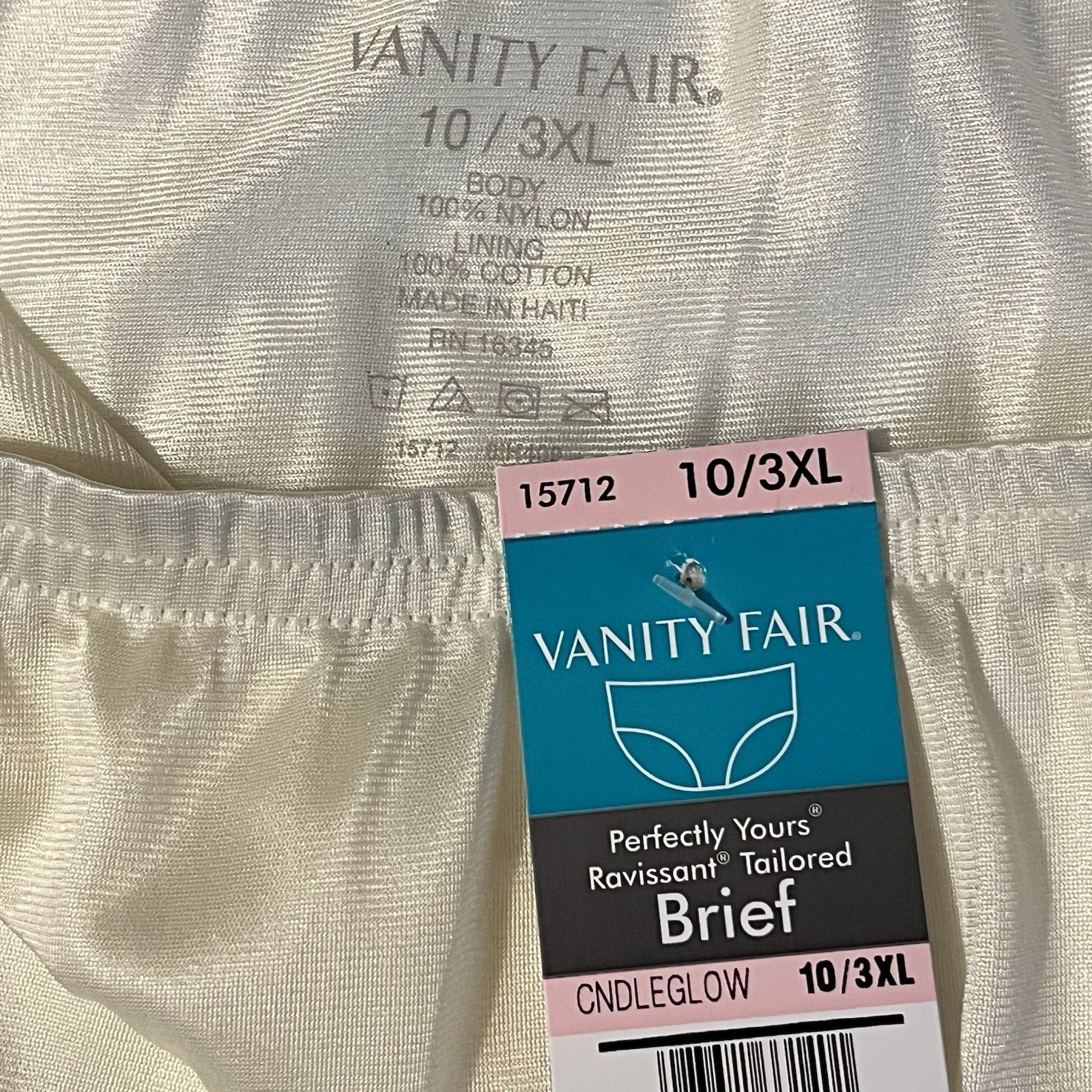 NWT Vanity Fair Plus-Size Candle Glow Perfectly Yours Nylon Panties Size 10/3XL